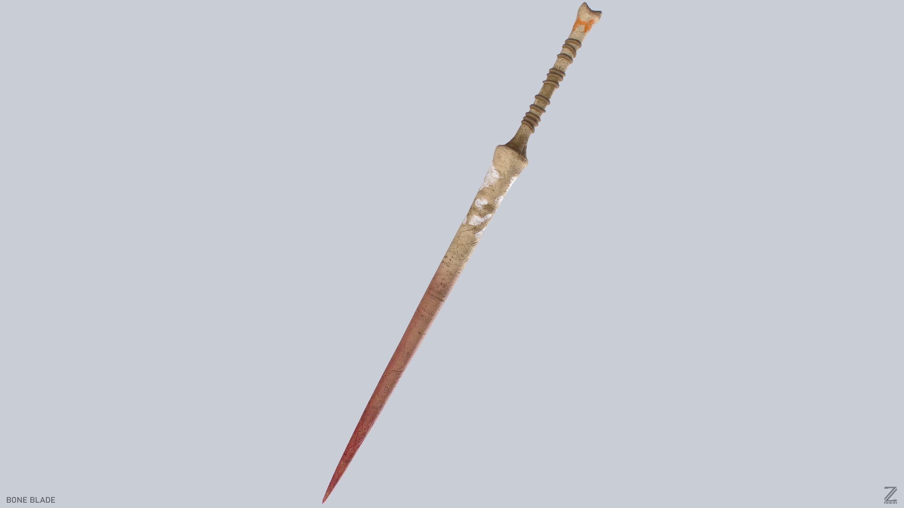 Bone blade Low-poly 3D model_7