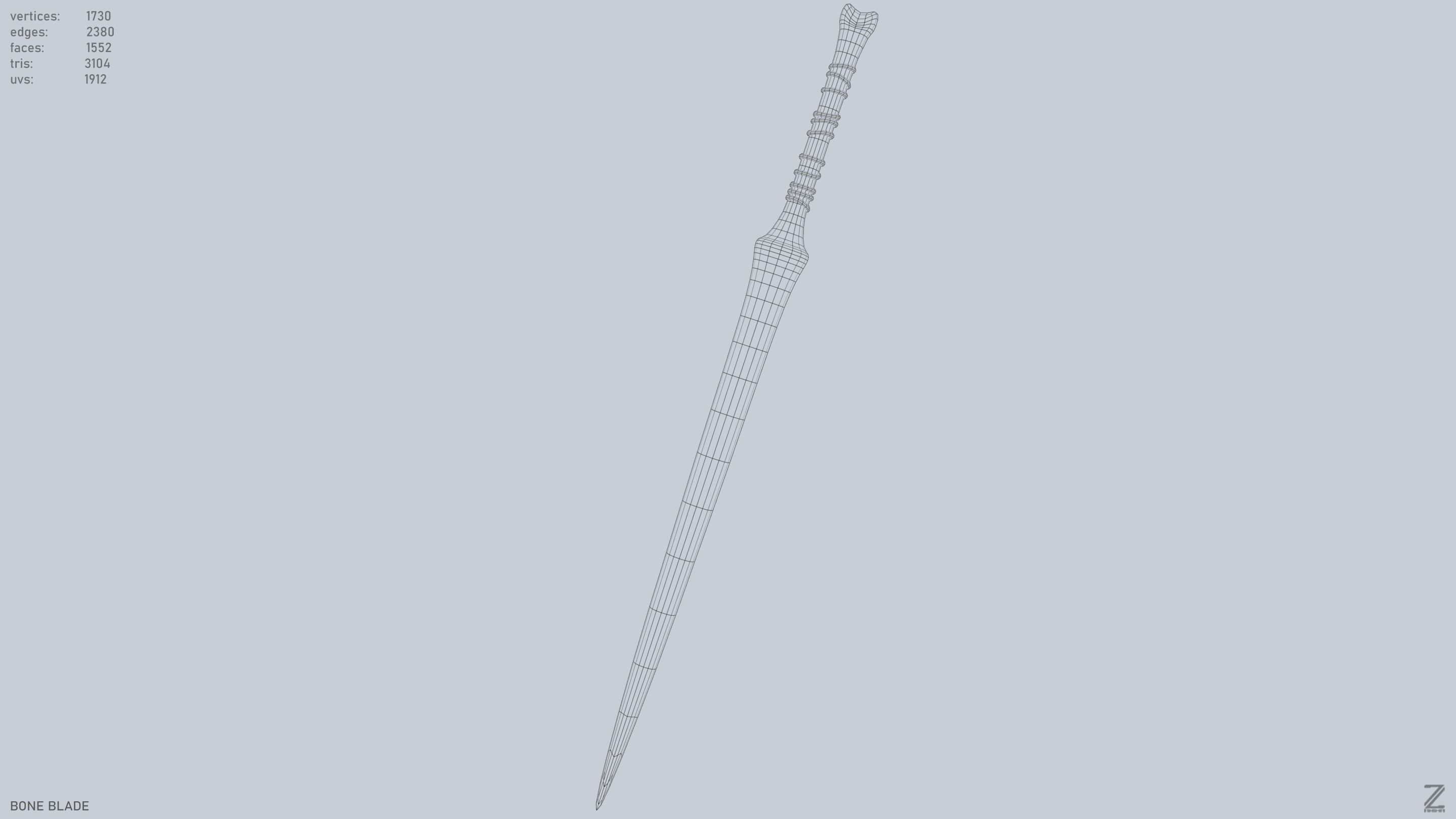 Bone blade Low-poly 3D model_12