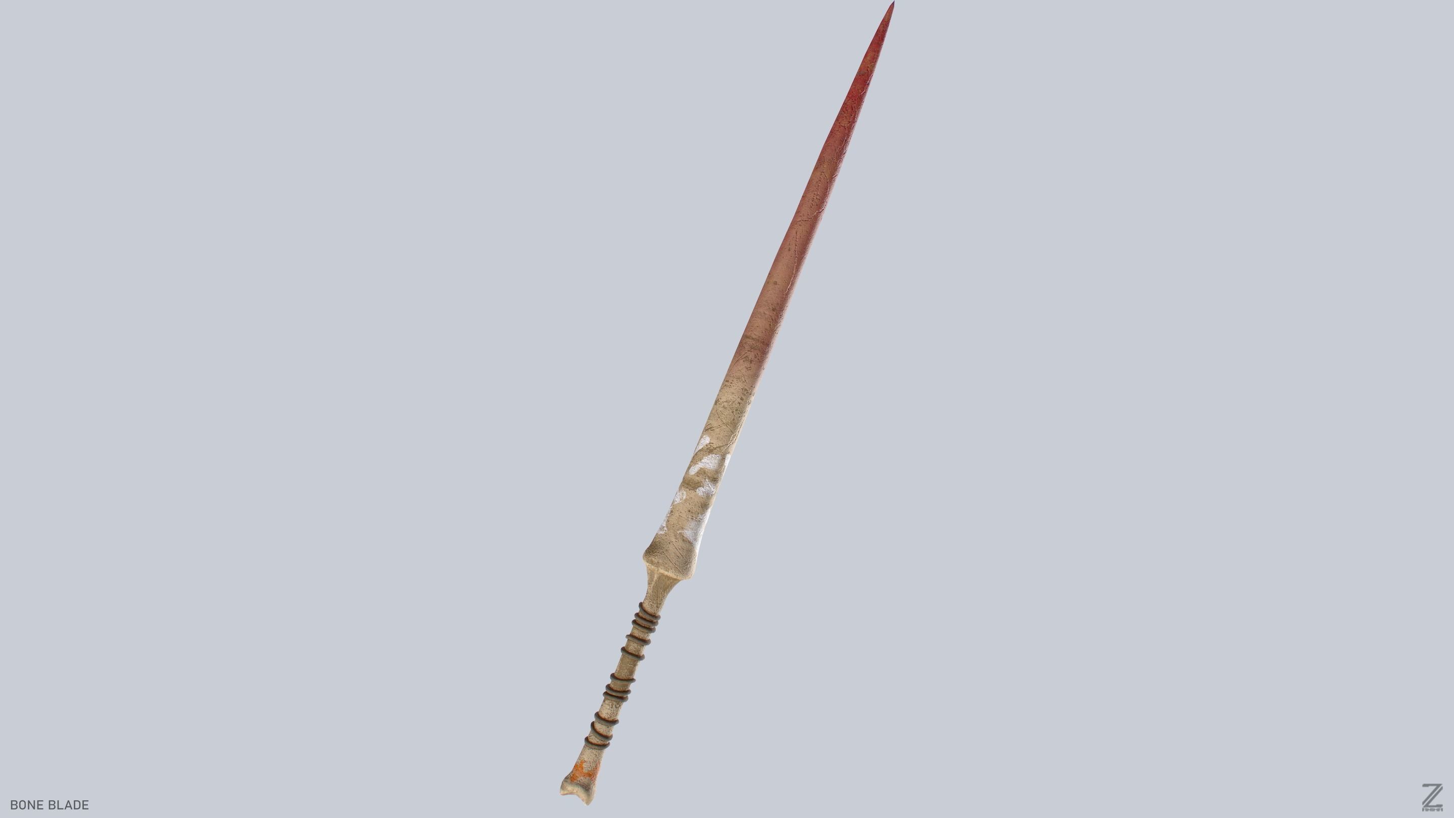 Bone blade Low-poly 3D model_6