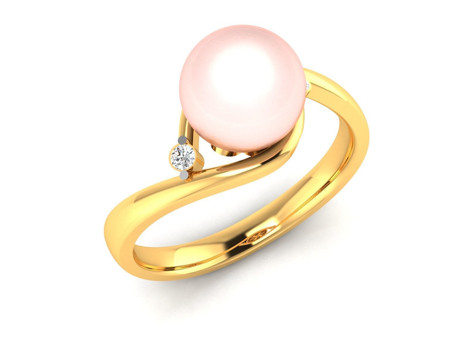 Solitaire Engagement Wedding Opal Stone Ring 3D print model_2