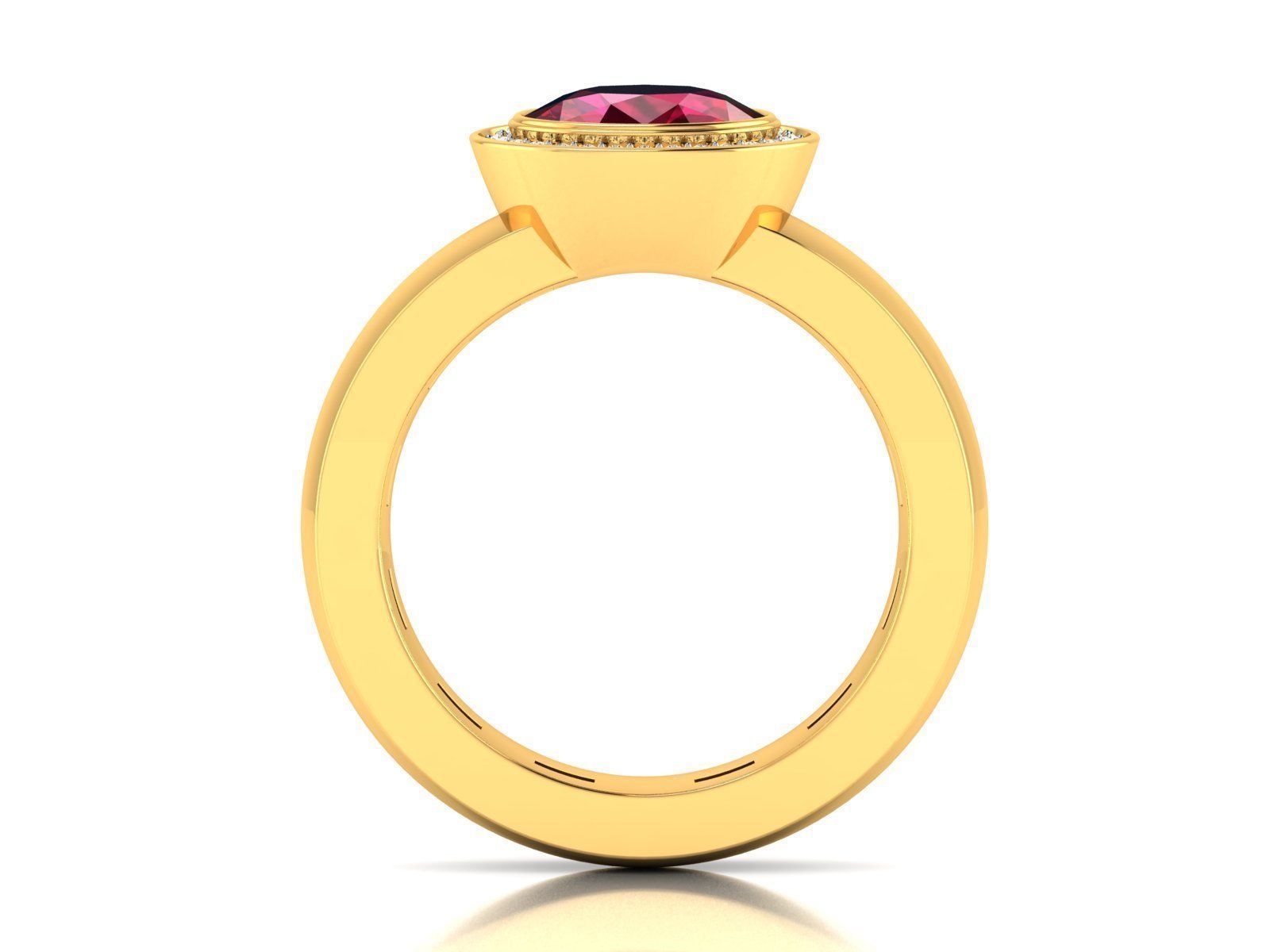 Solitaire Engagement Wedding Oval Stone Ring 3D print model_3