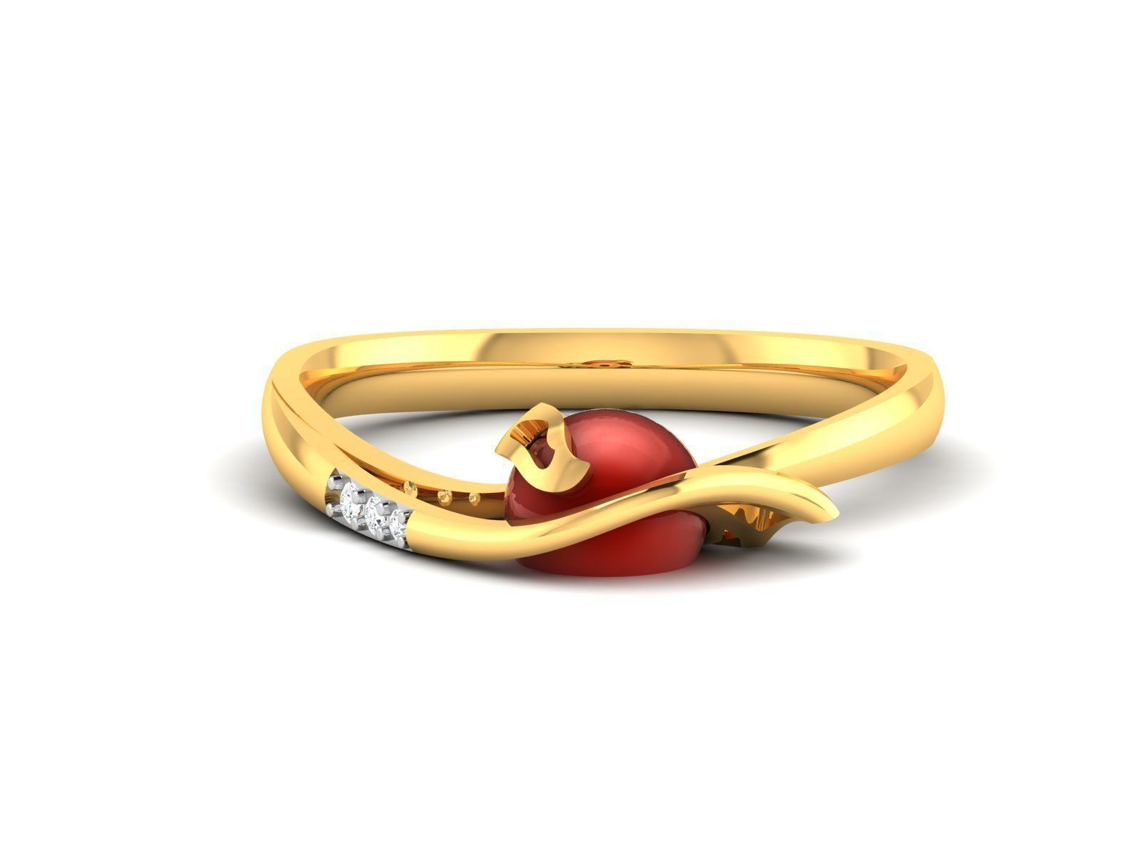 Solitaire Engagement Wedding Opal Stone Ring 3D print model_7