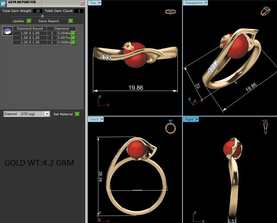 Solitaire Engagement Wedding Opal Stone Ring 3D print model_5