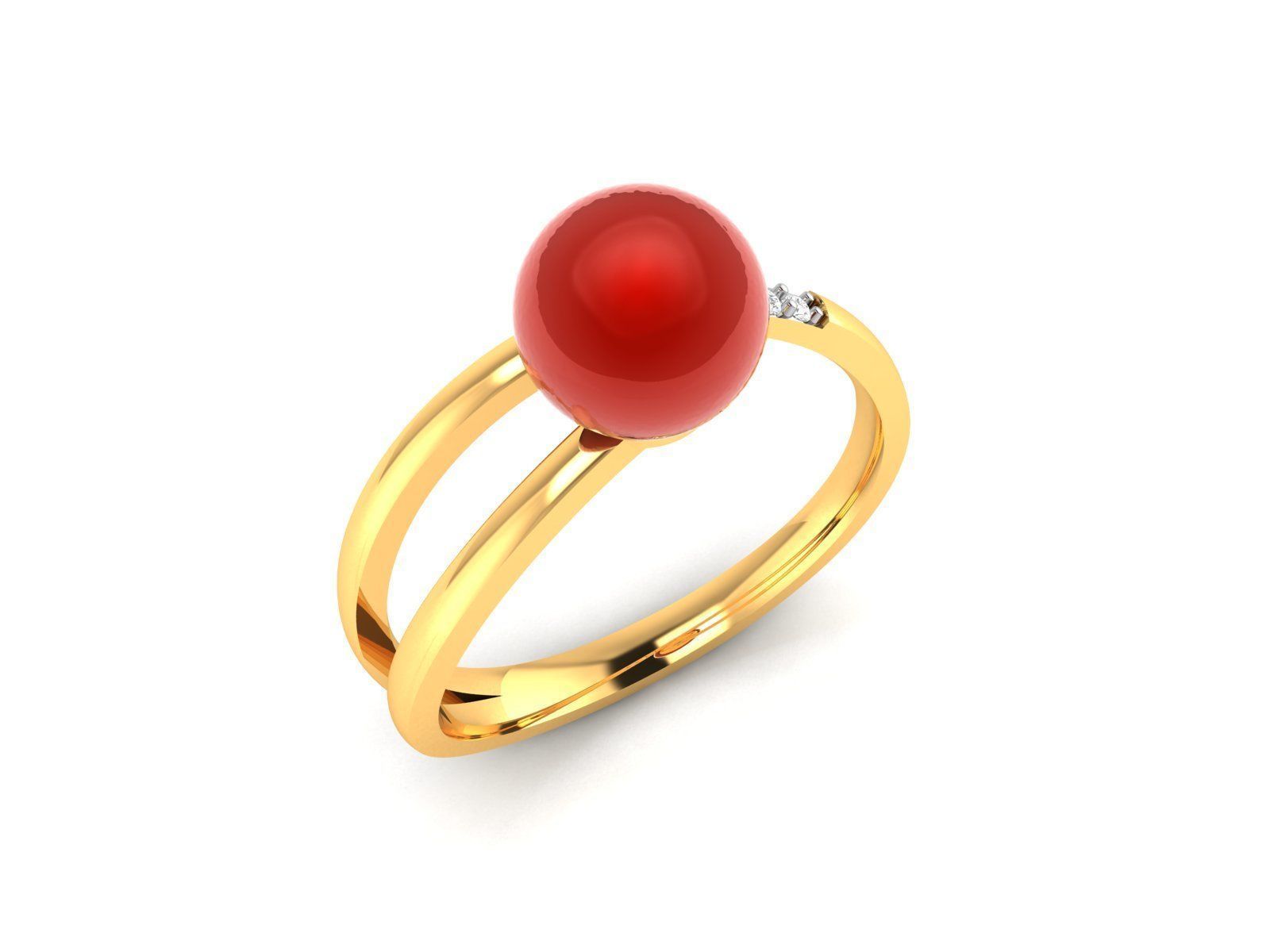 Solitaire Engagement Wedding Opal Stone Ring 3D print model_1