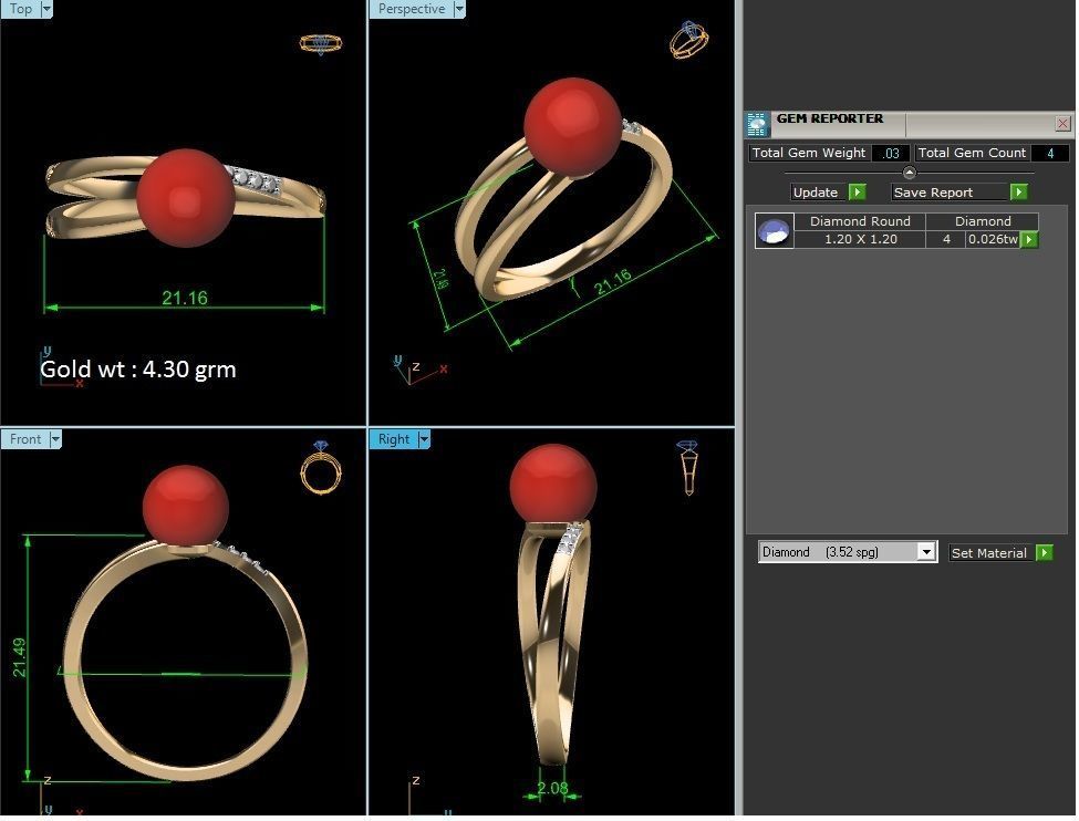 Solitaire Engagement Wedding Opal Stone Ring 3D print model_8