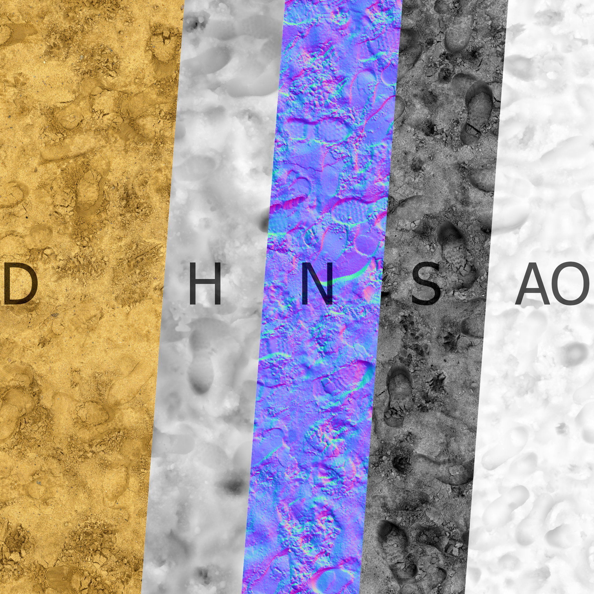 Wet sand material with footprints 3D model_7