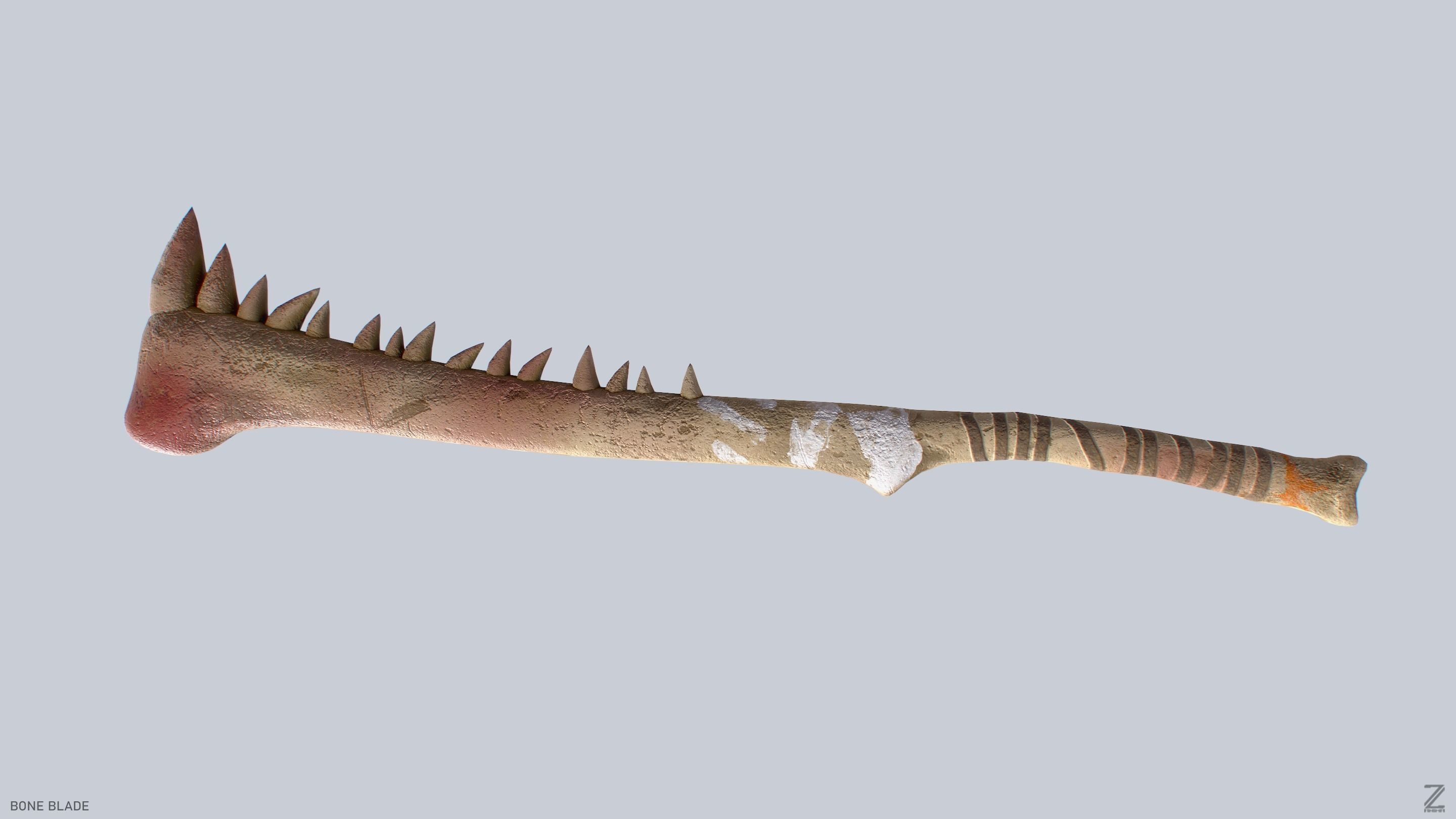 Bone blade Low-poly 3D model_2