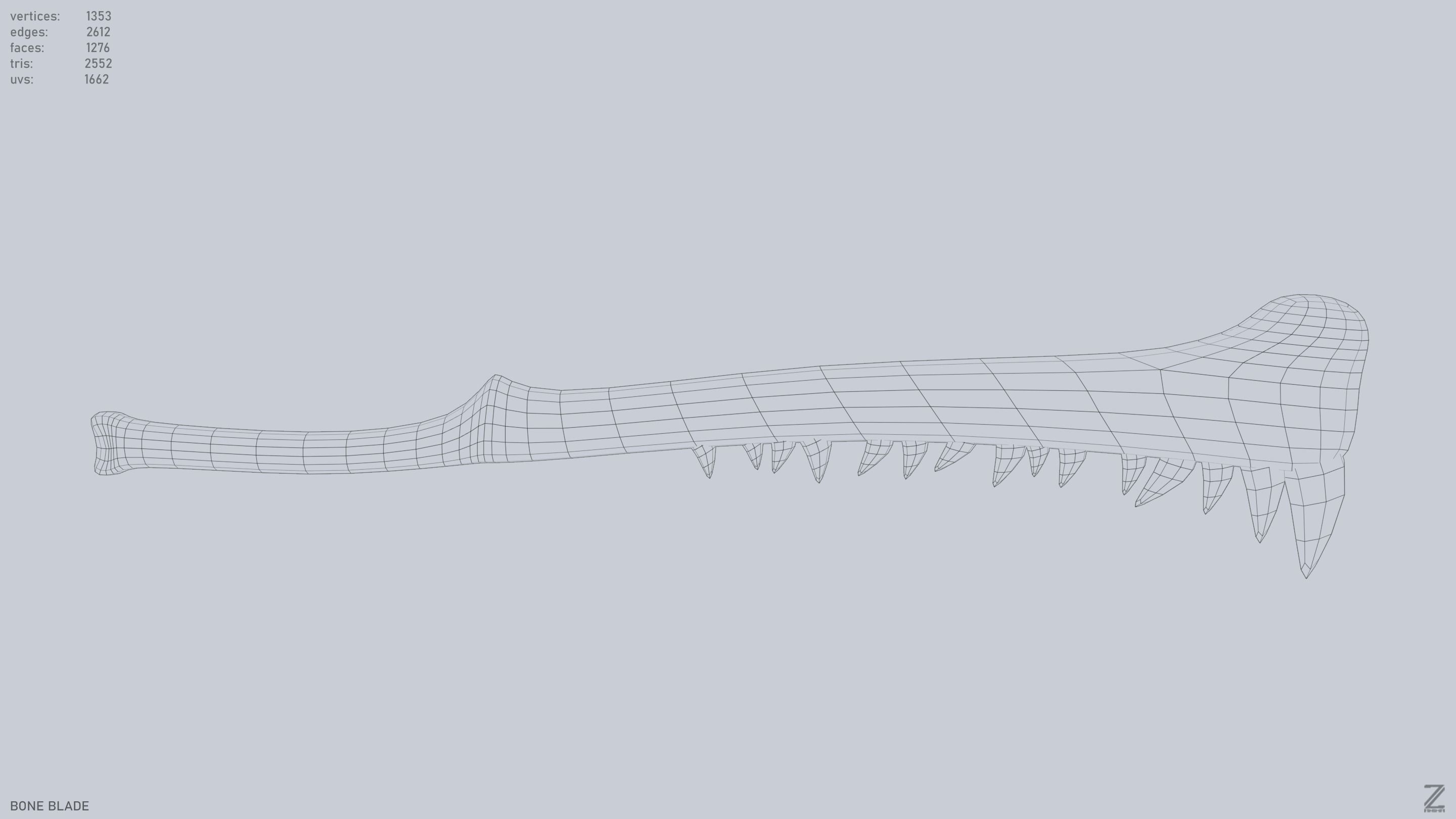 Bone blade Low-poly 3D model_14