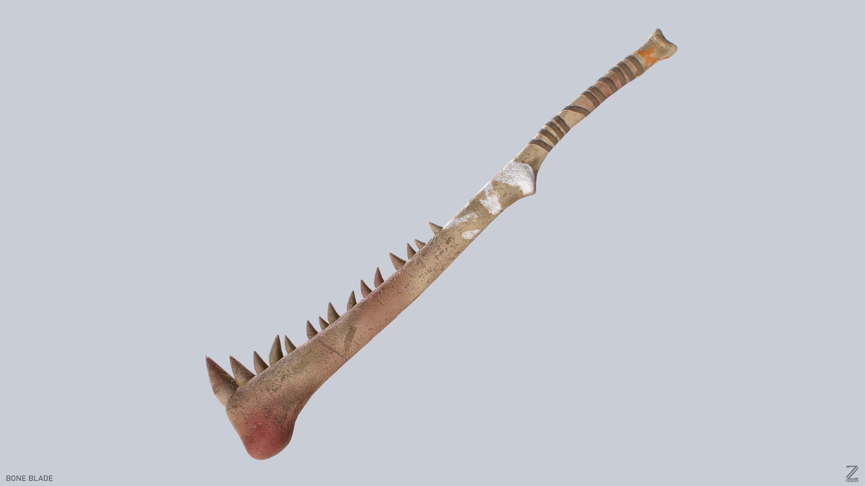 Bone blade Low-poly 3D model_8