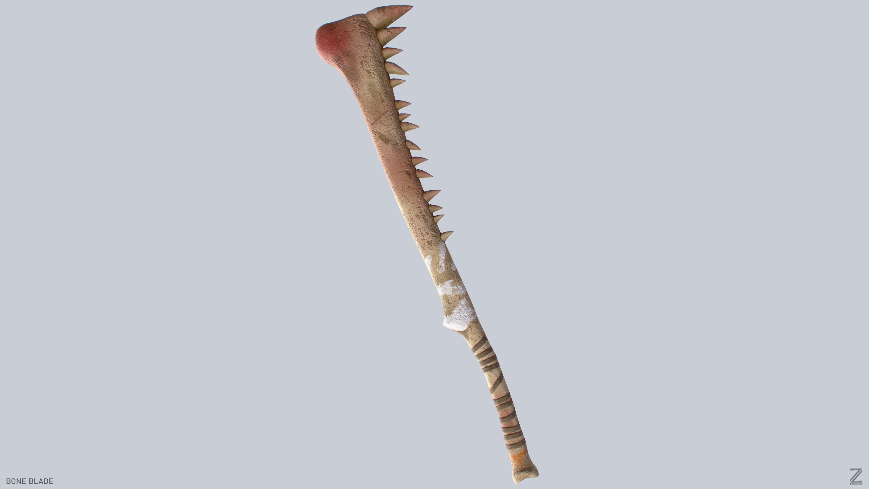 Bone blade Low-poly 3D model_9