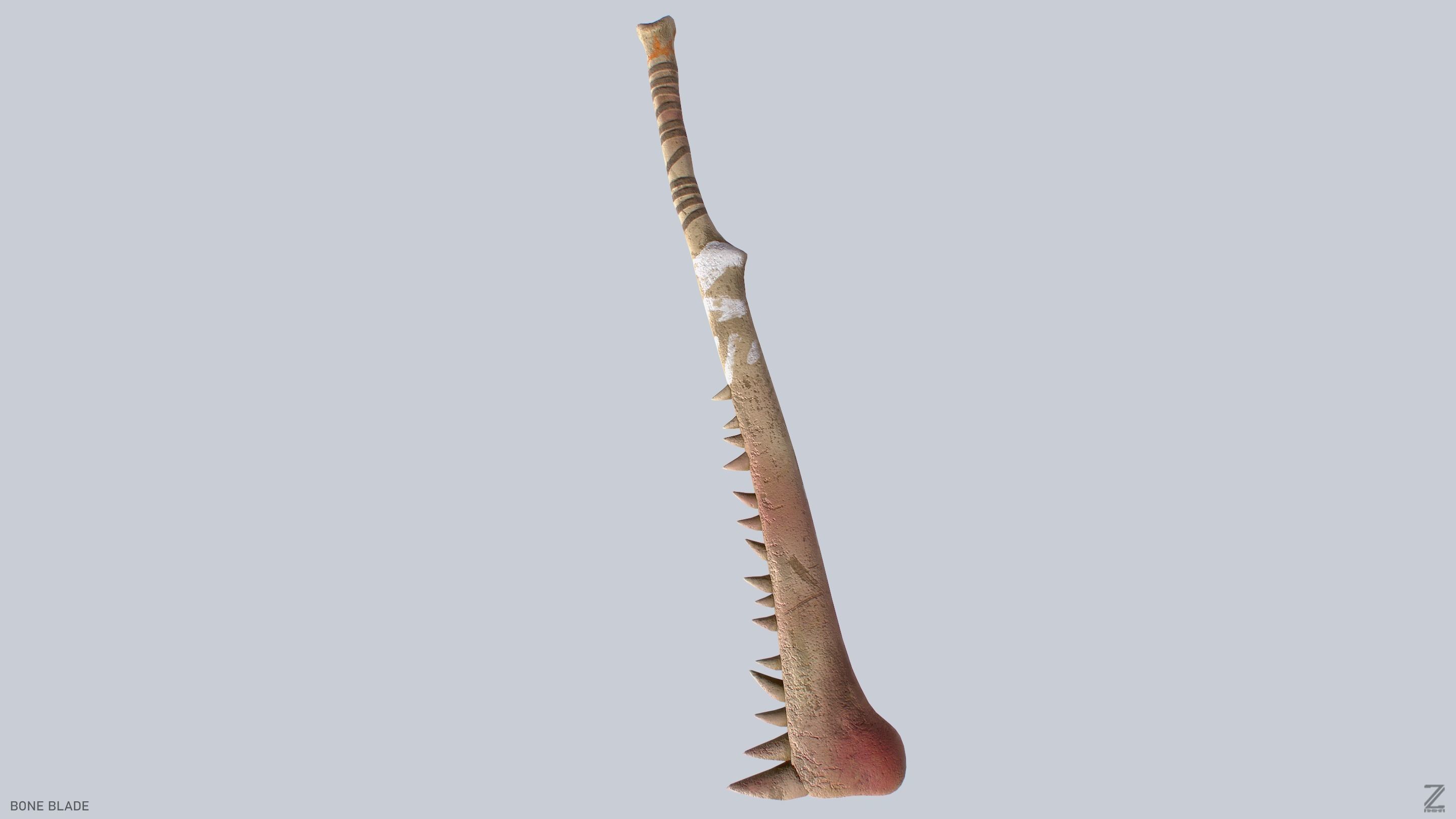 Bone blade Low-poly 3D model_7