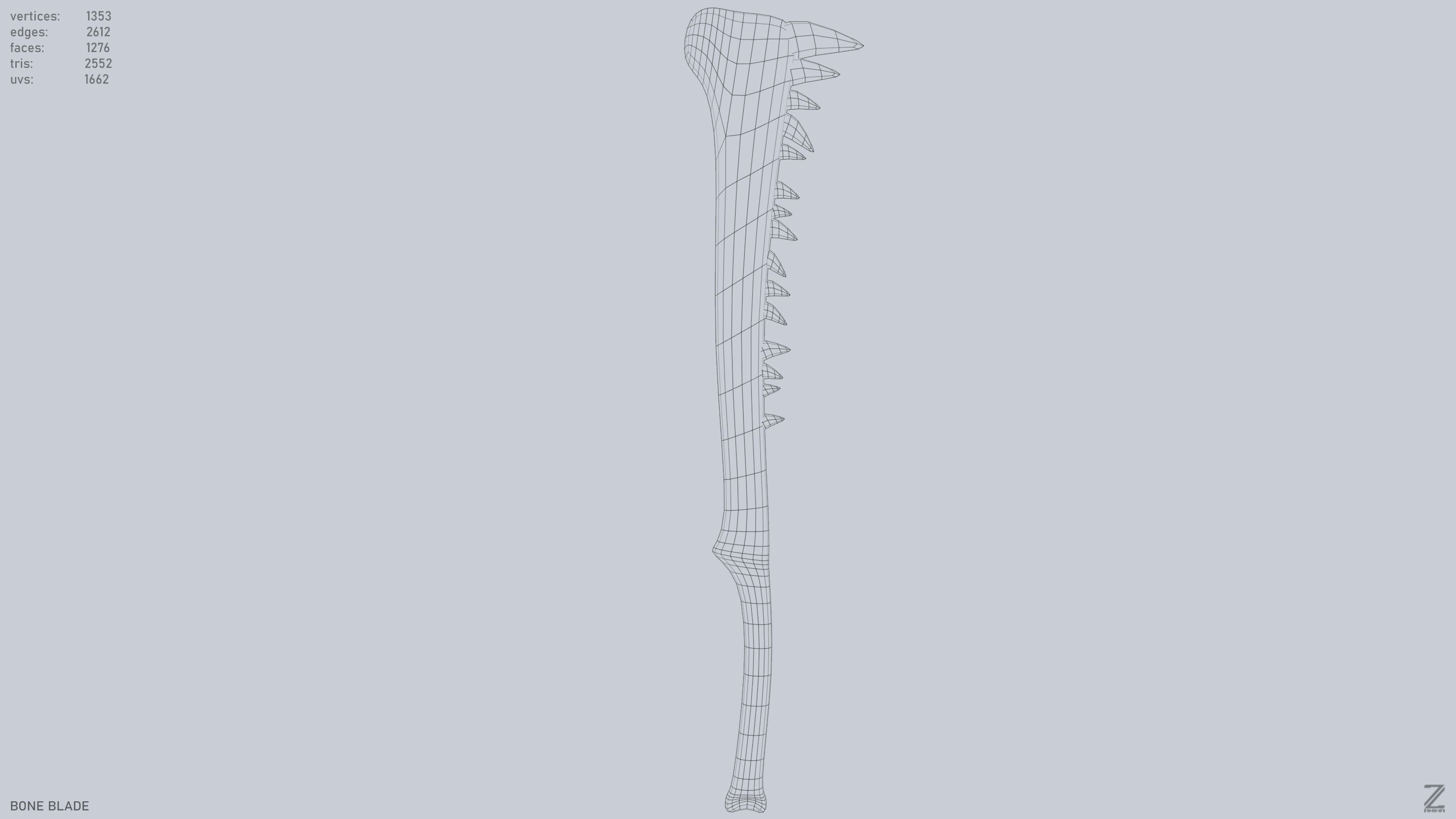 Bone blade Low-poly 3D model_11