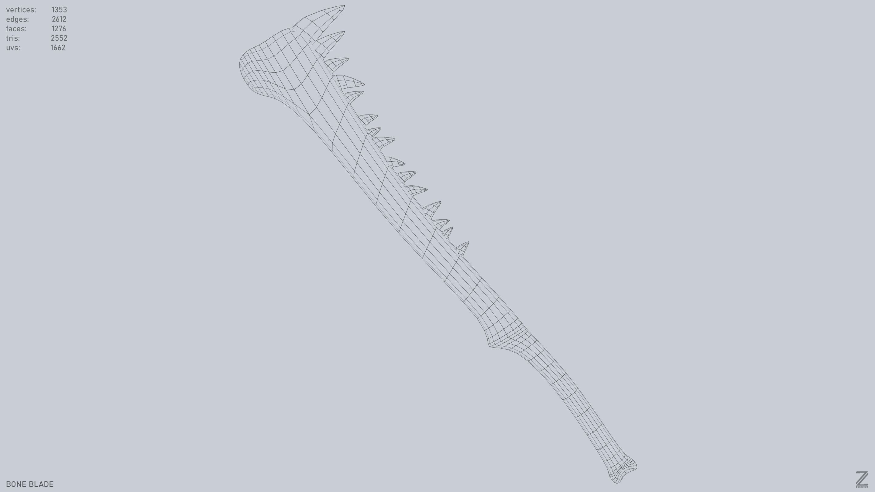 Bone blade Low-poly 3D model_10