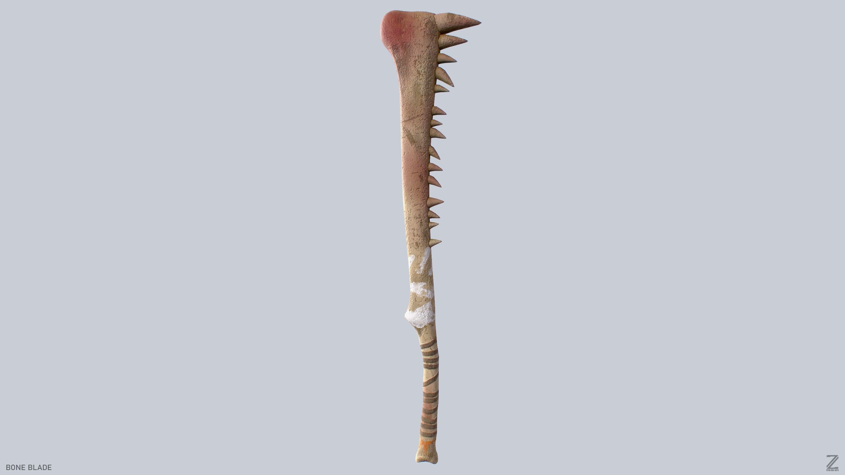 Bone blade Low-poly 3D model_5