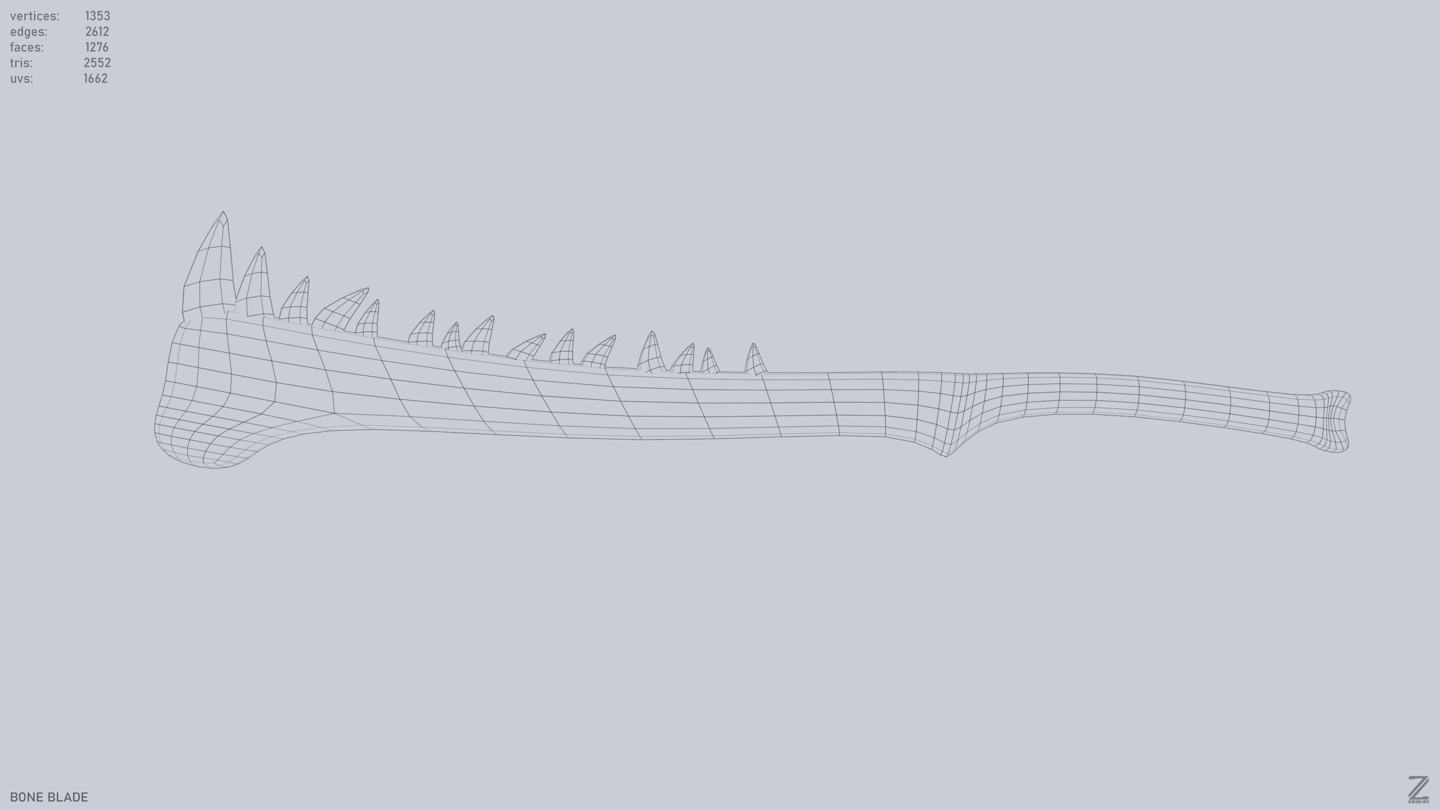Bone blade Low-poly 3D model_12