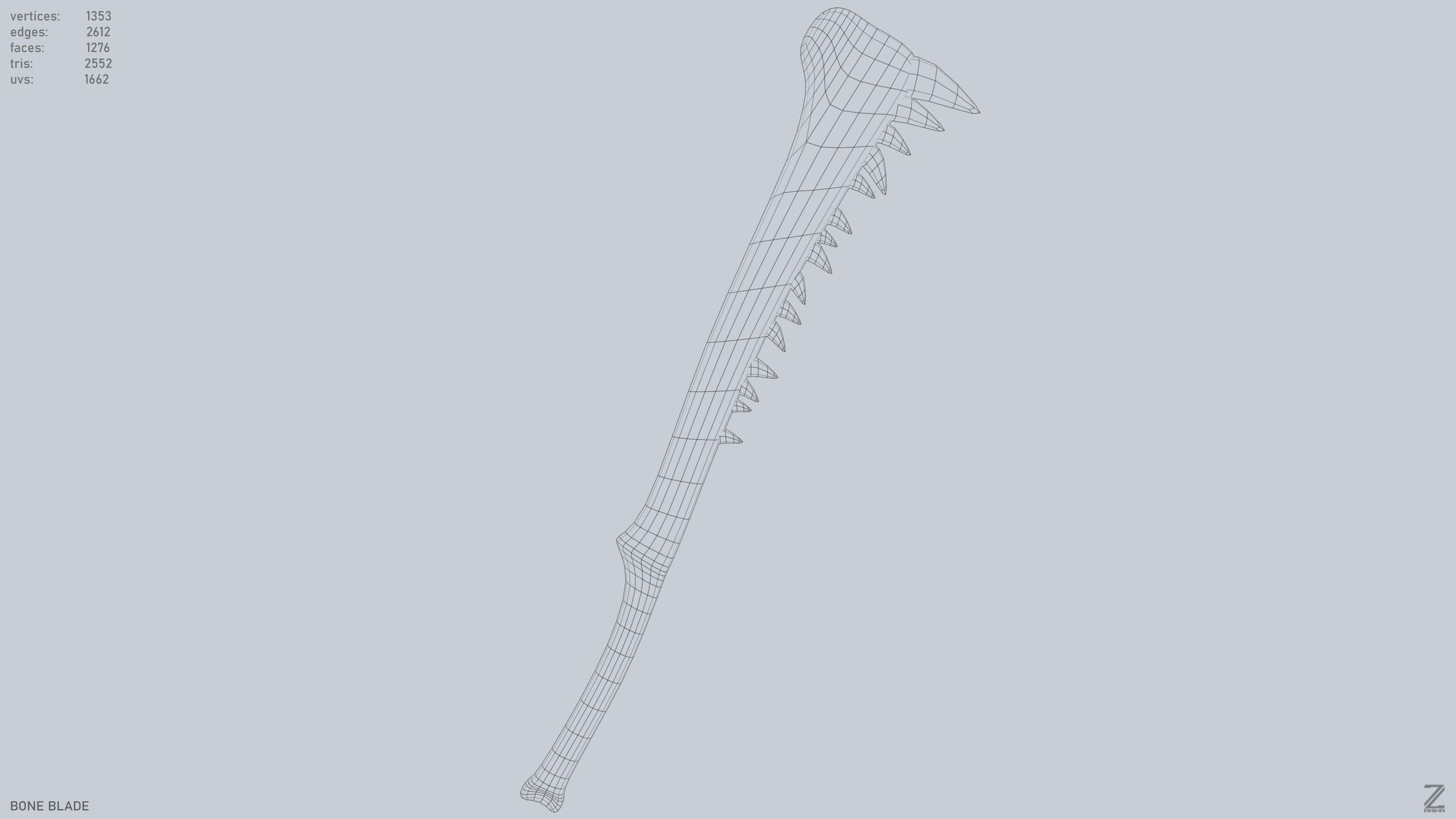 Bone blade Low-poly 3D model_15