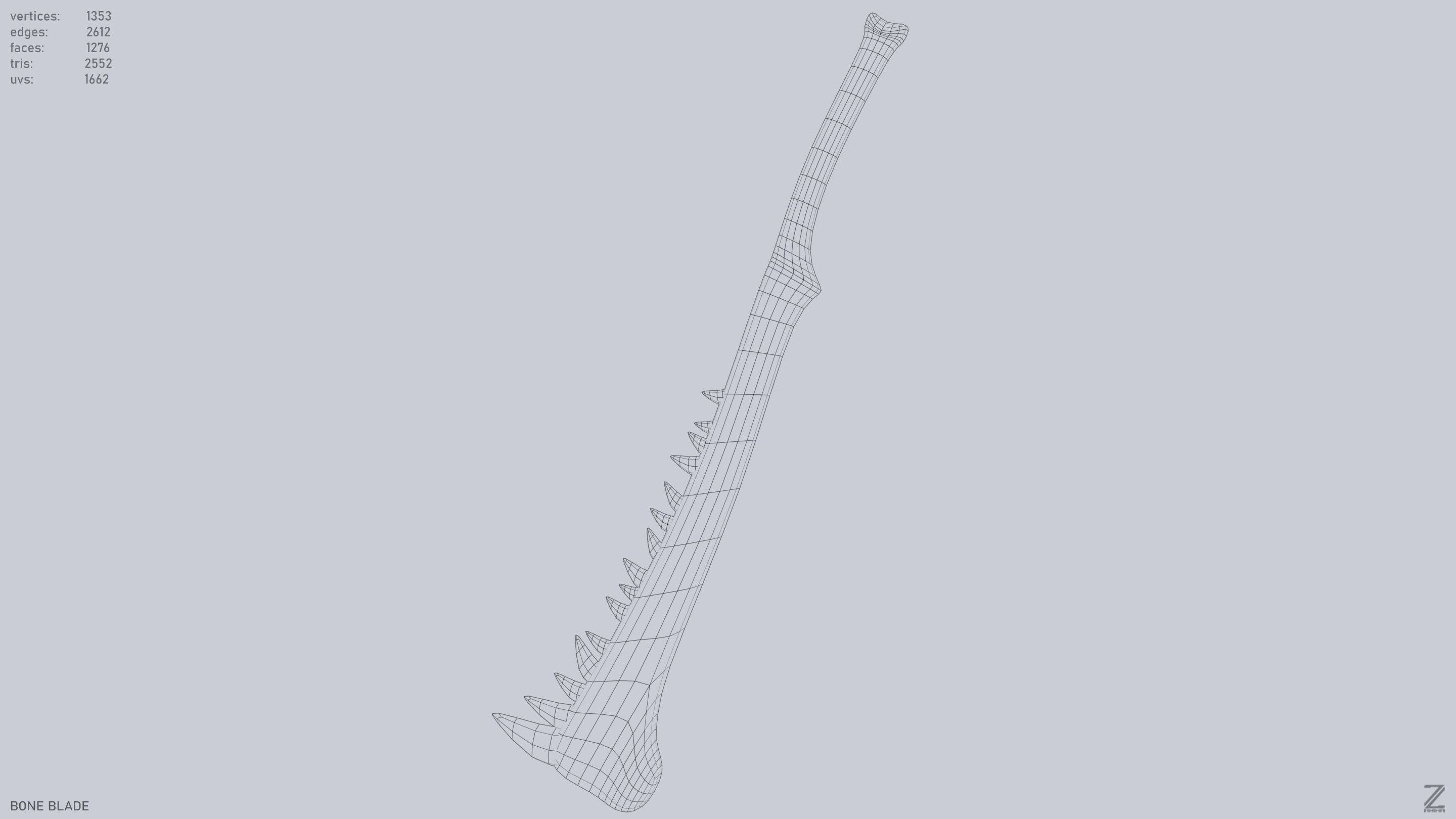 Bone blade Low-poly 3D model_13