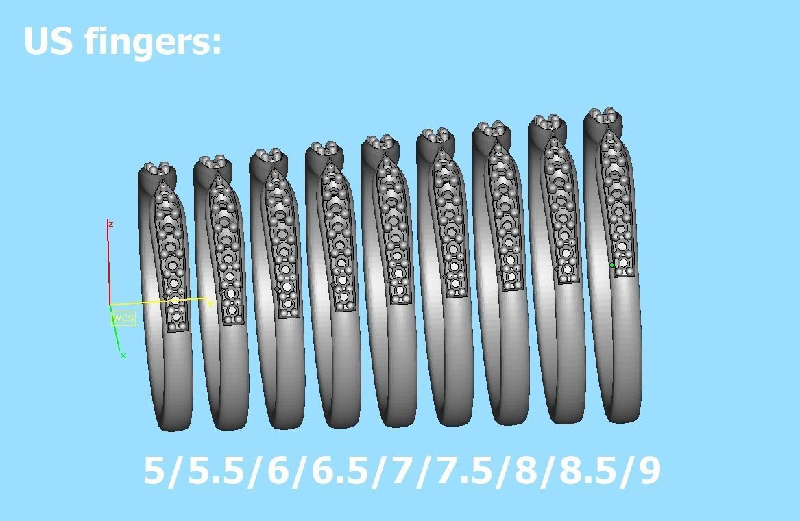 Classic Band Match Ring Half Eternity Band 3dprint model 3D print model_32