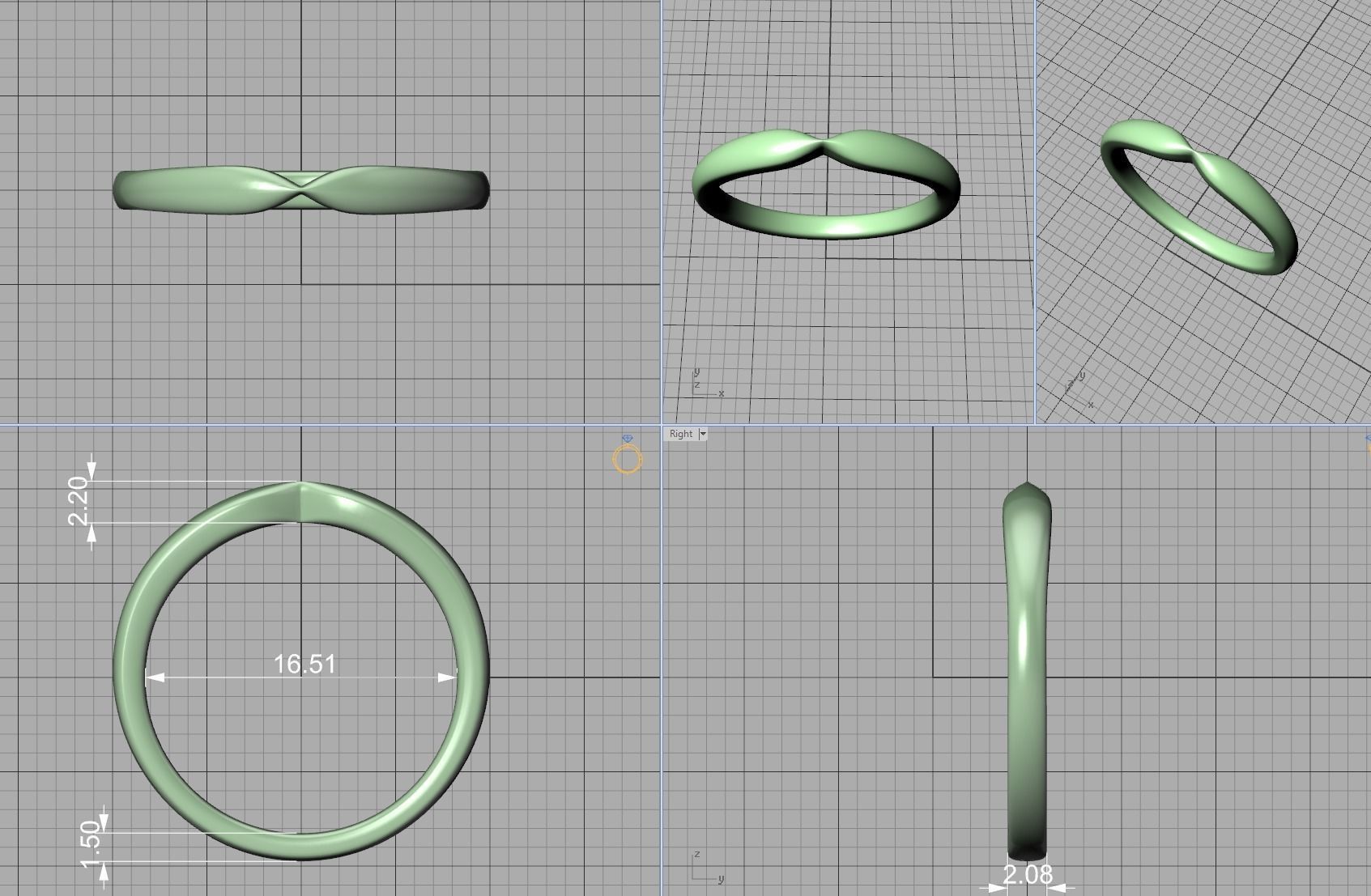 Classic Band Match Ring Half Eternity Band 3dprint model 3D print model_42