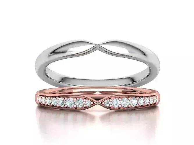 Classic Band Match Ring Half Eternity Band 3dprint model