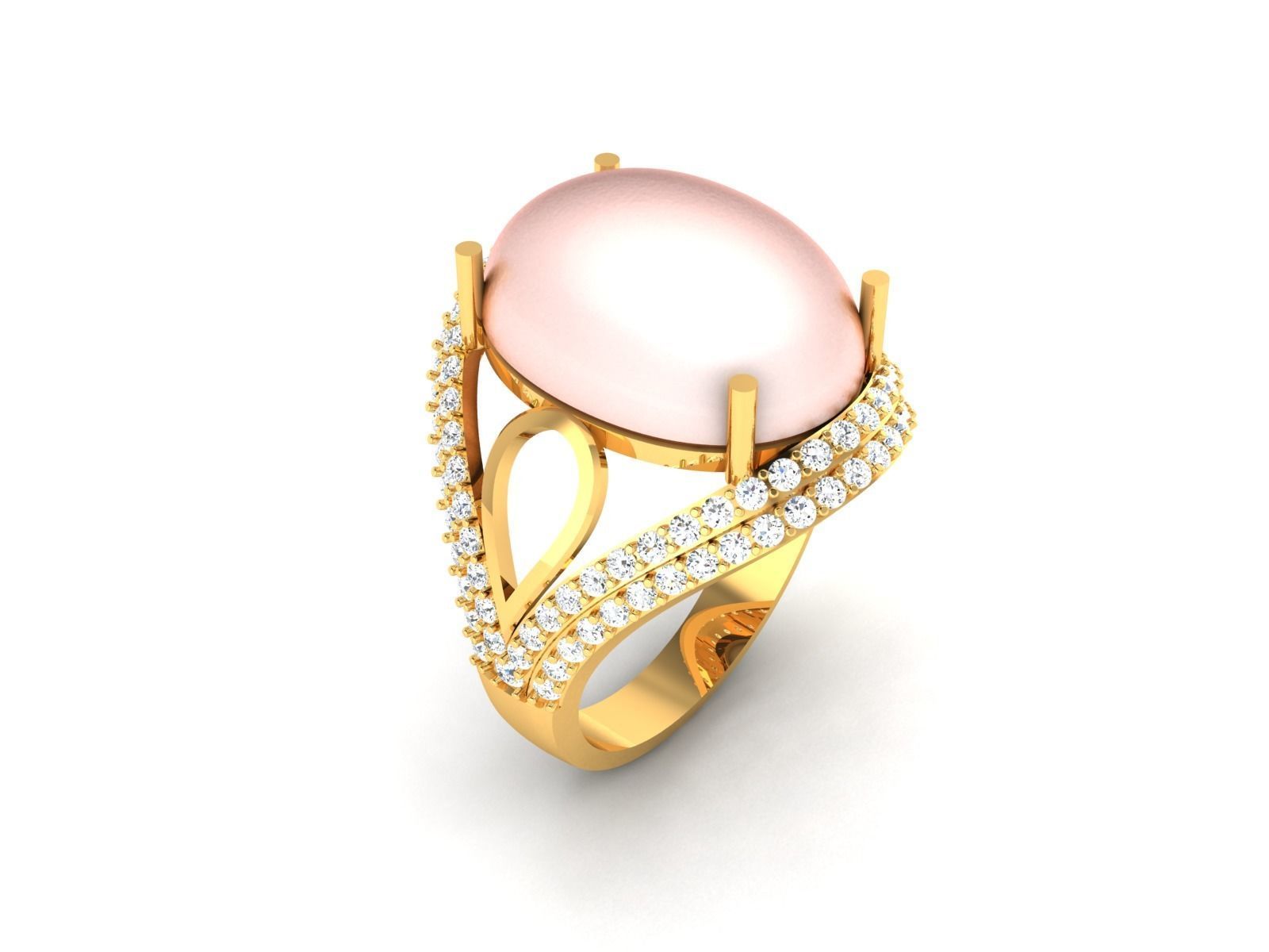 Solitaire Engagement Wedding Opal Stone Ring 3D print model_1