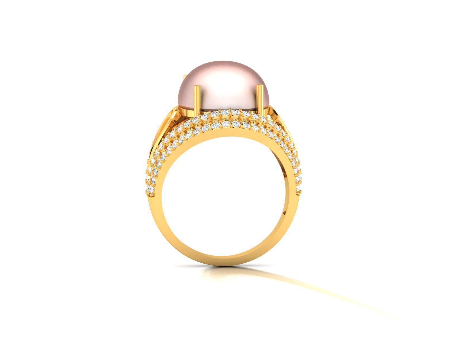 Solitaire Engagement Wedding Opal Stone Ring 3D print model_2