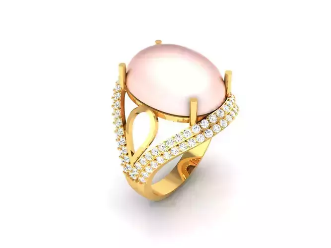 Solitaire Engagement Wedding Opal Stone Ring 3D print model