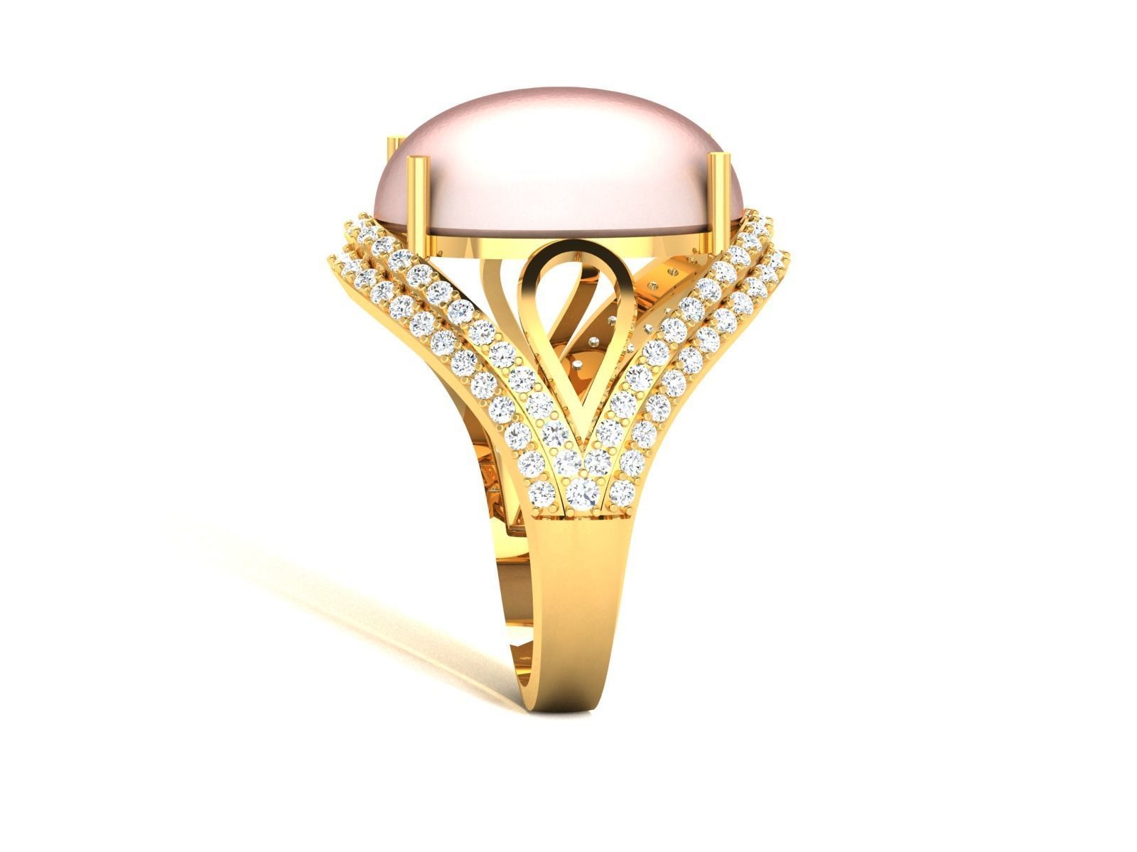 Solitaire Engagement Wedding Opal Stone Ring 3D print model_5