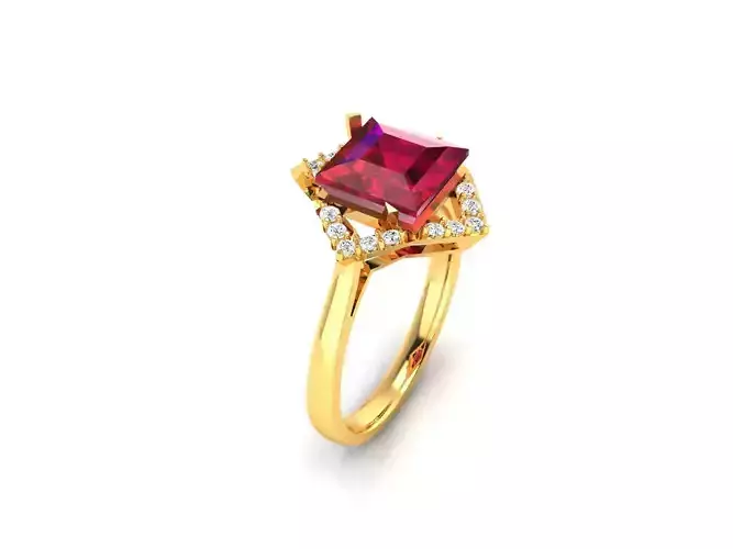 Solitaire Engagement Wedding Diamond Princess Ring 3D print model