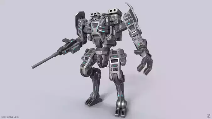 Sci fi Battle Mech Low-poly 3D model
