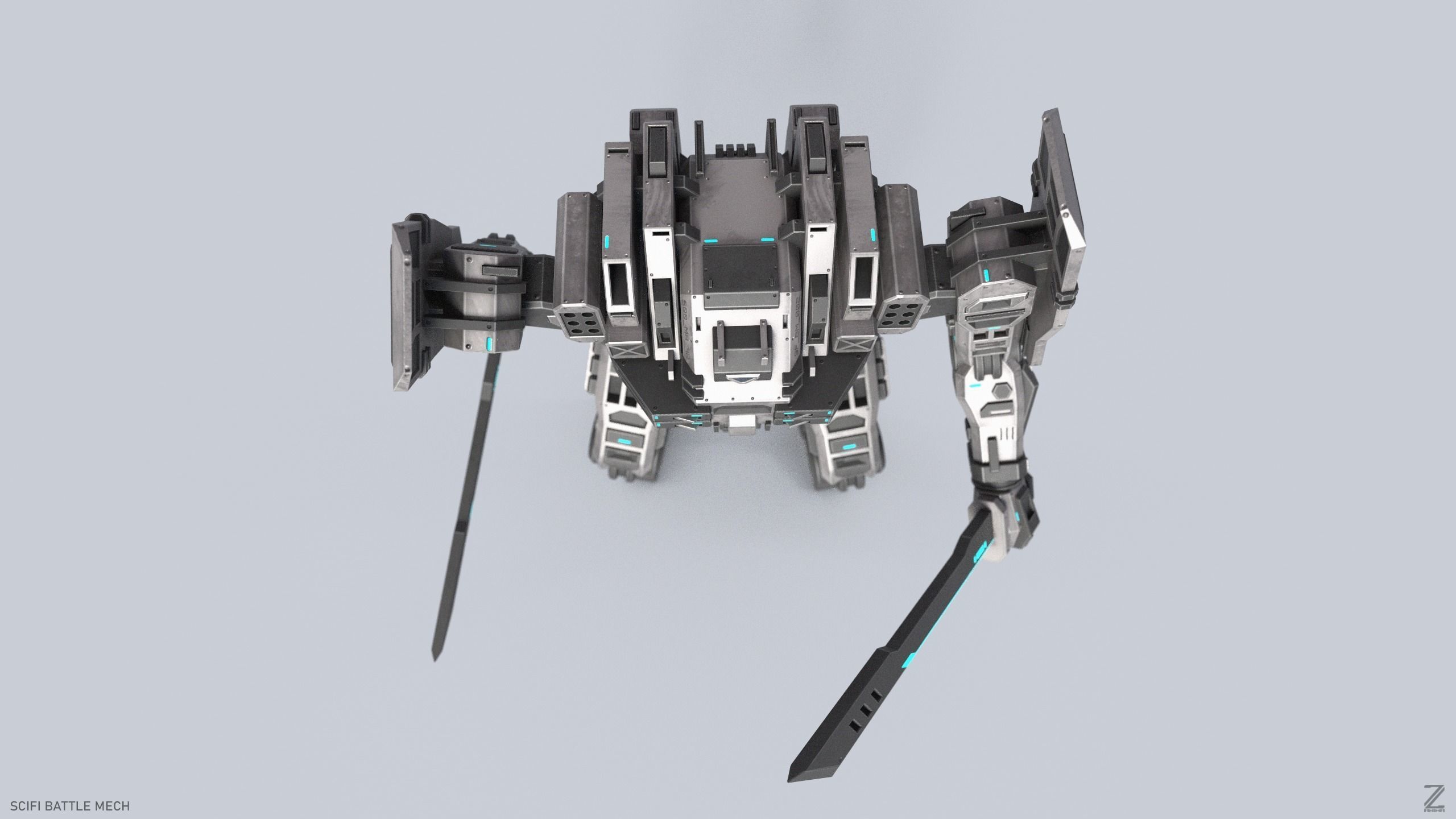 Sci fi Battle Mech Low-poly 3D model_6