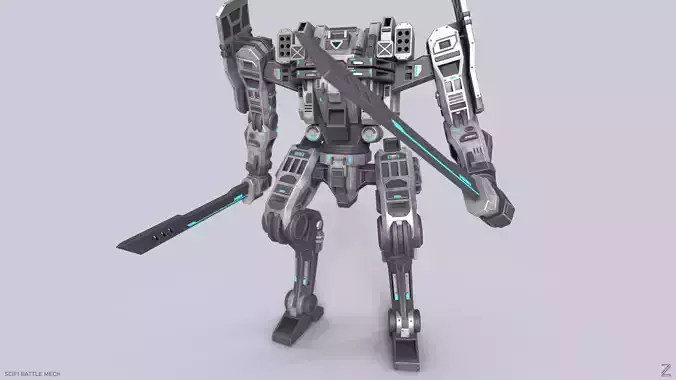 Sci fi Battle Mech Low-poly 3D model