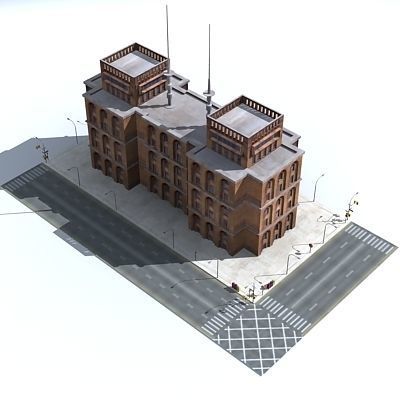 Low poly city block 09 Low-poly 3D model_1