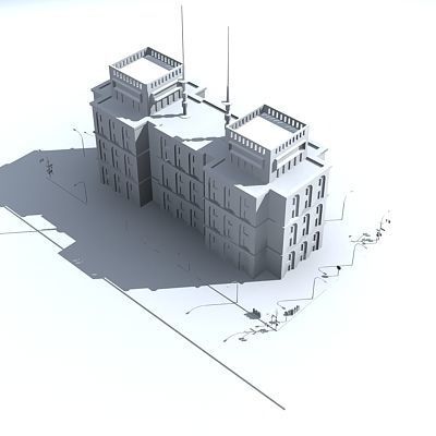 Low poly city block 09 Low-poly 3D model_2