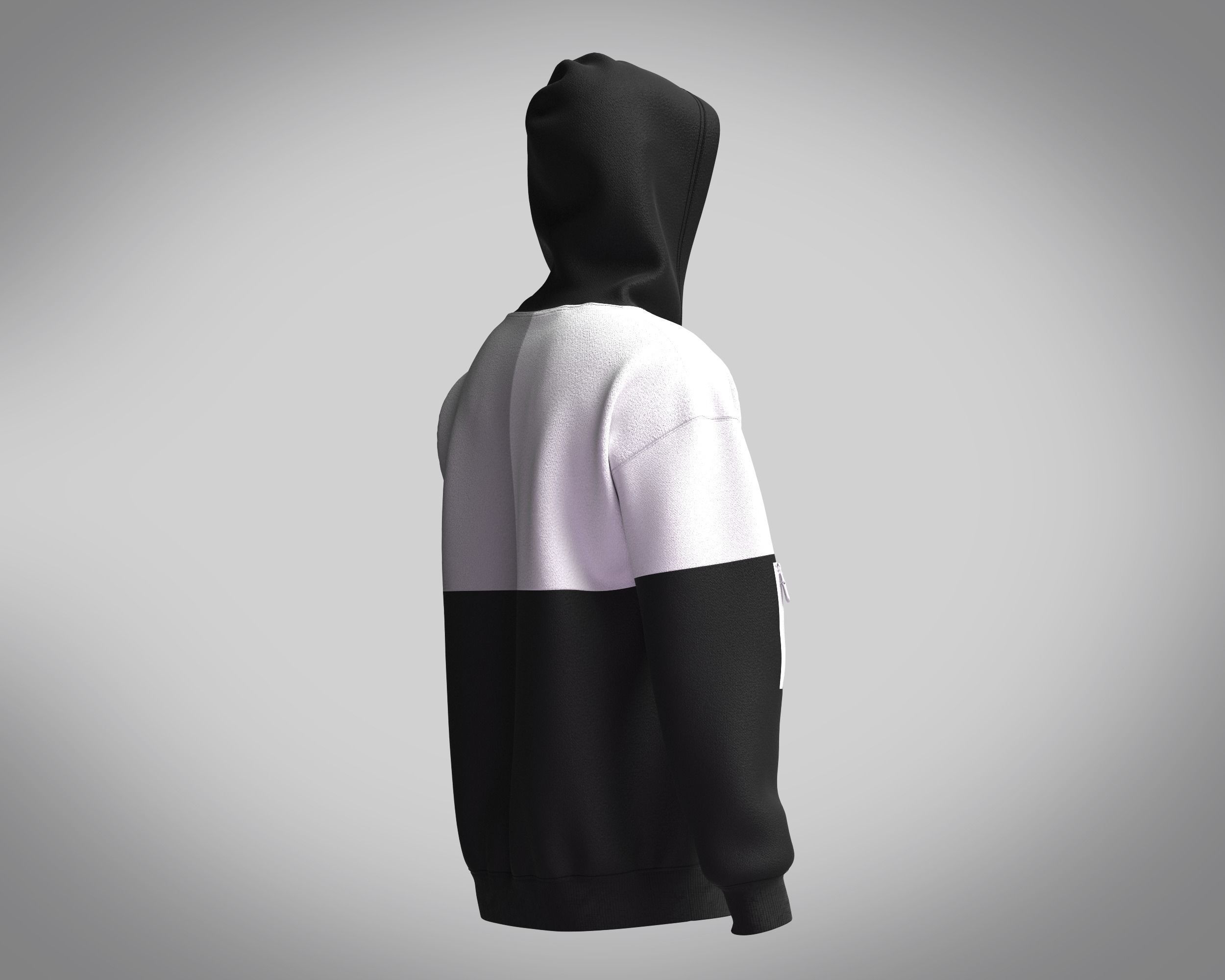 Hoodie Color Block 3D model_2