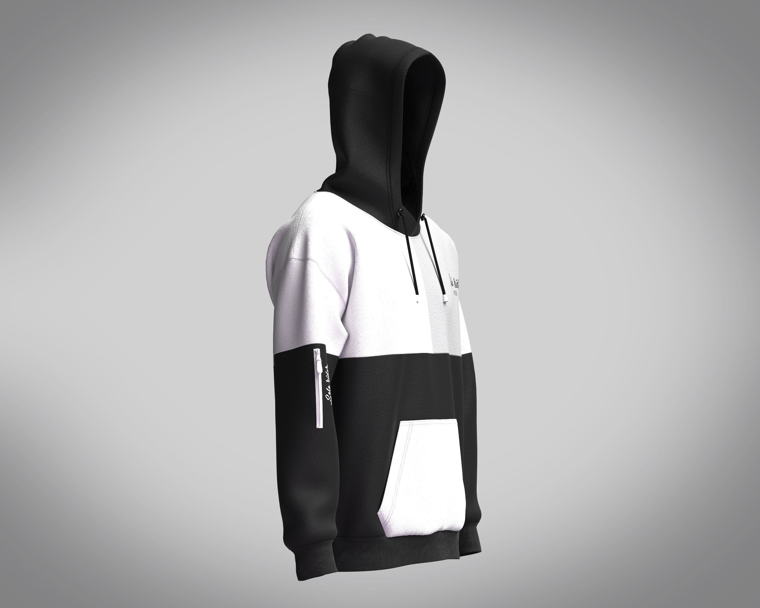 Hoodie Color Block 3D model_1