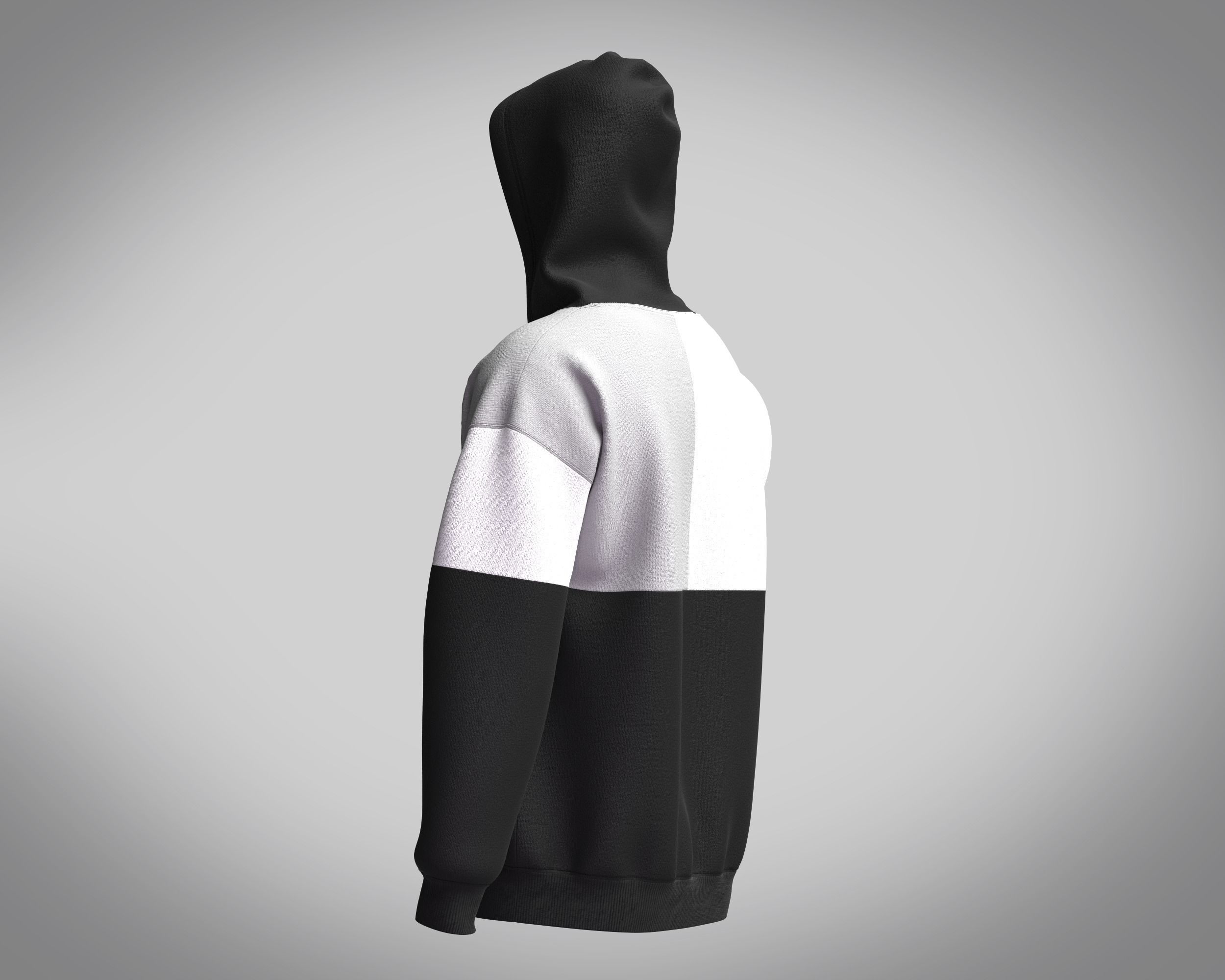 Hoodie Color Block 3D model_4