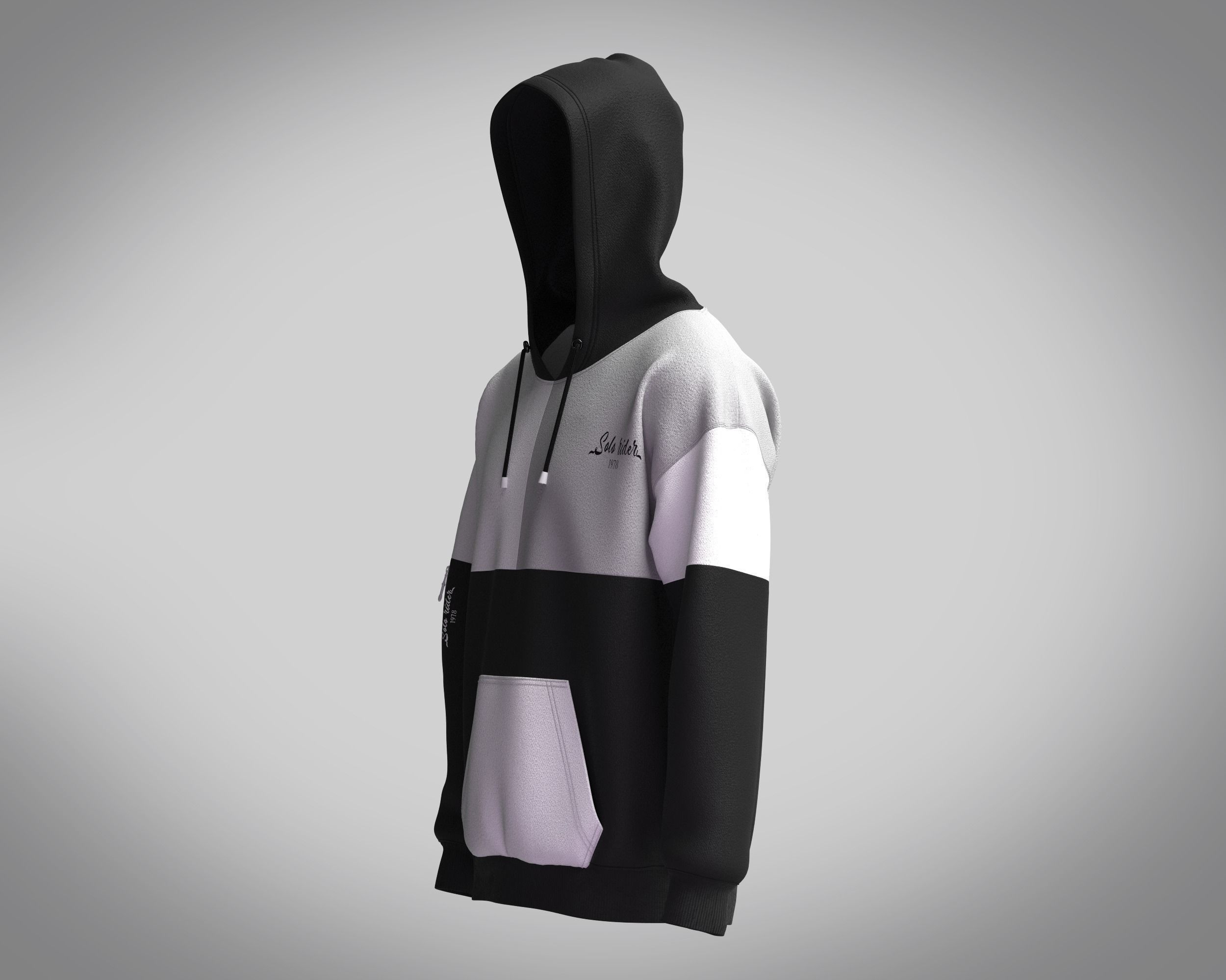 Hoodie Color Block 3D model_5