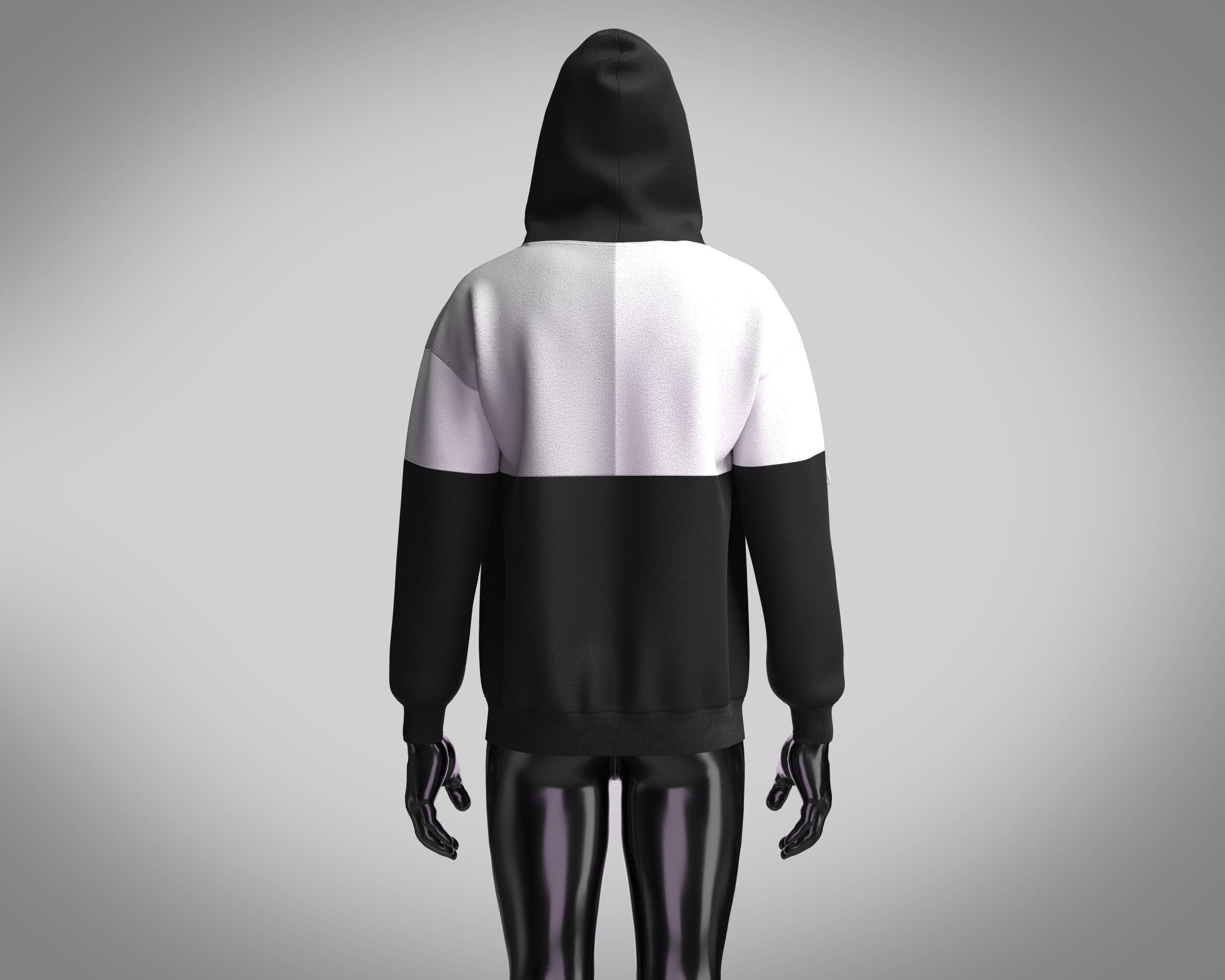 Hoodie Color Block 3D model_7