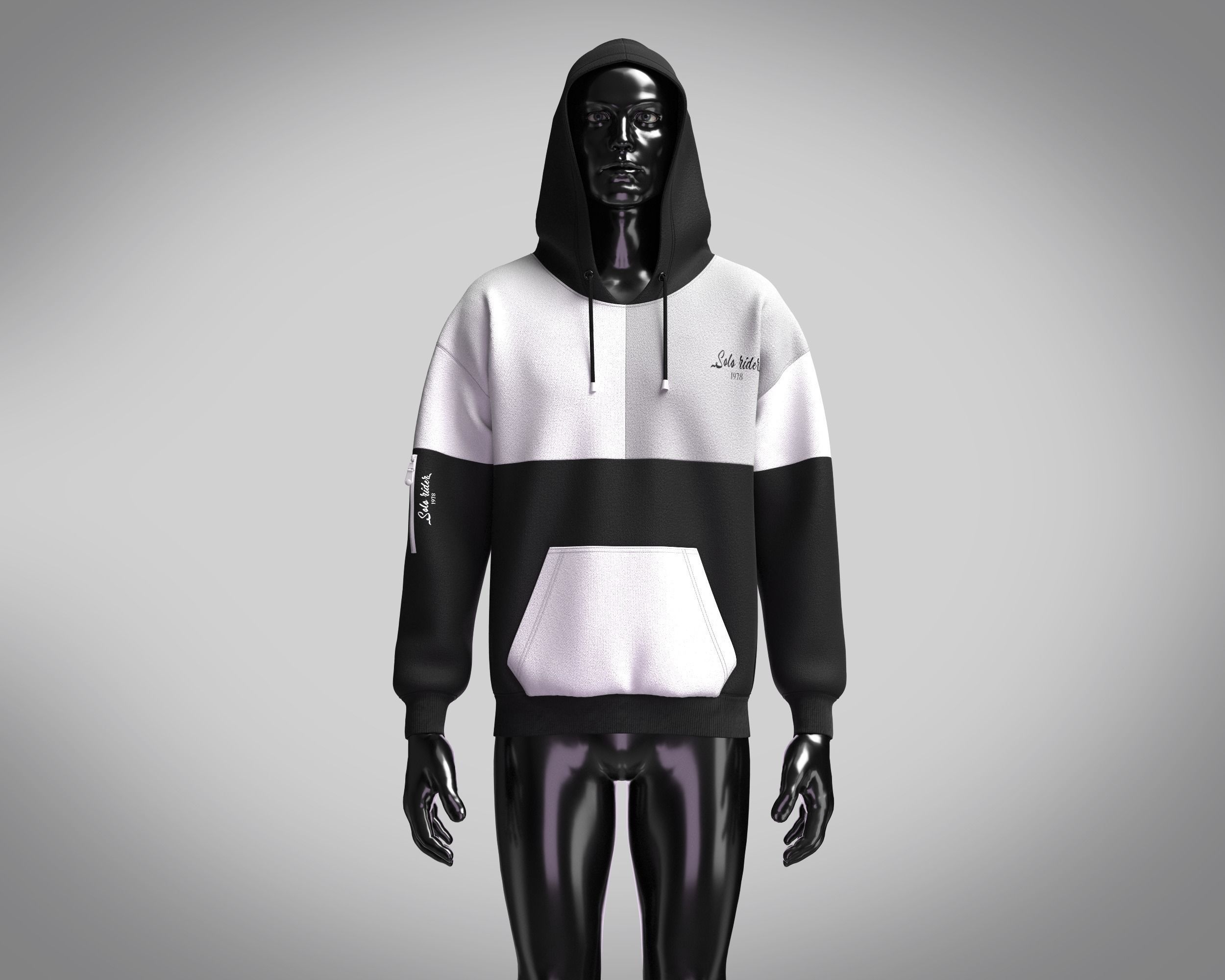Hoodie Color Block 3D model_6