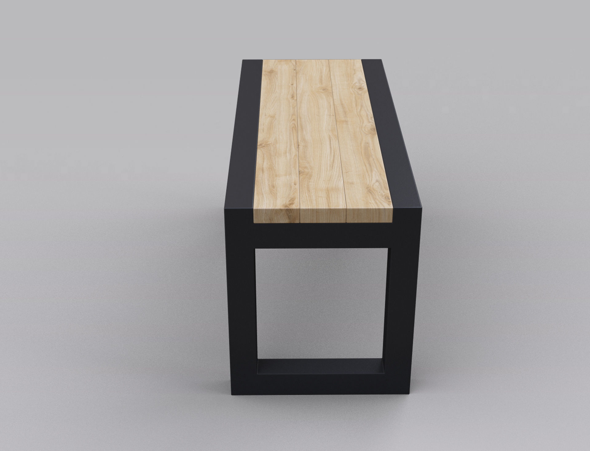 Metal wood bench 3D model_4