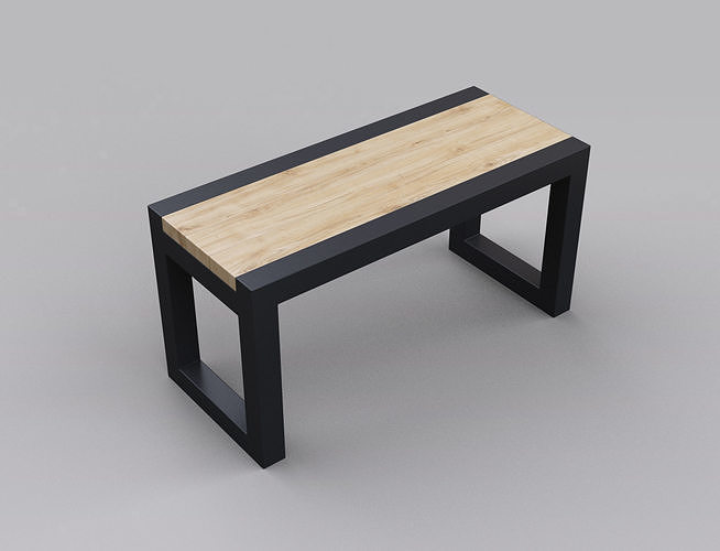 Metal wood bench 3D model