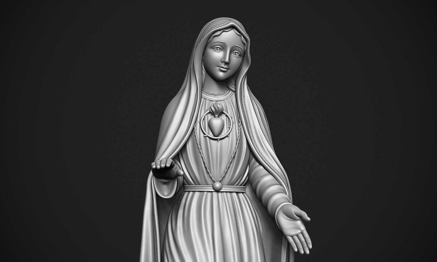 Virgin Mary 3D print model_8
