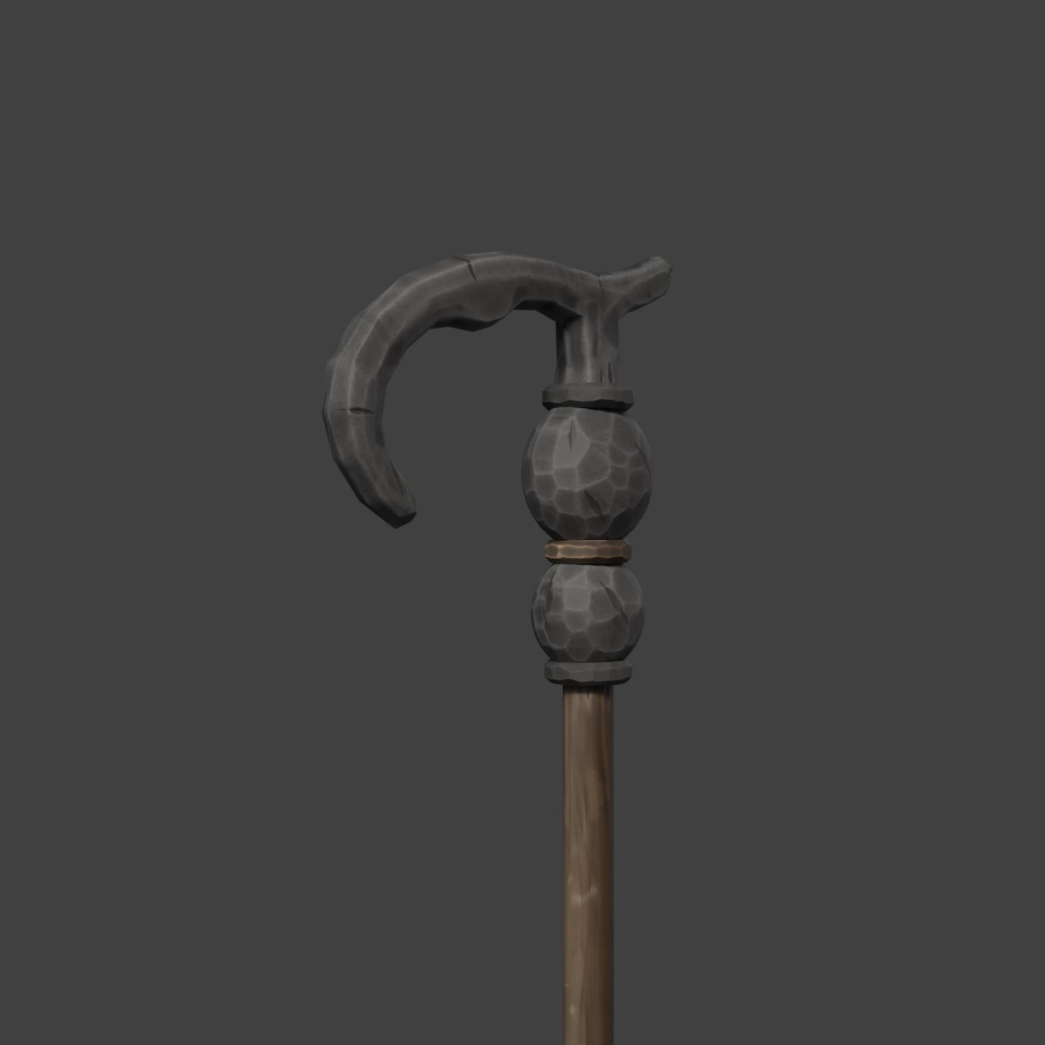 Stylized Walking Cane Low-poly 3D model_8