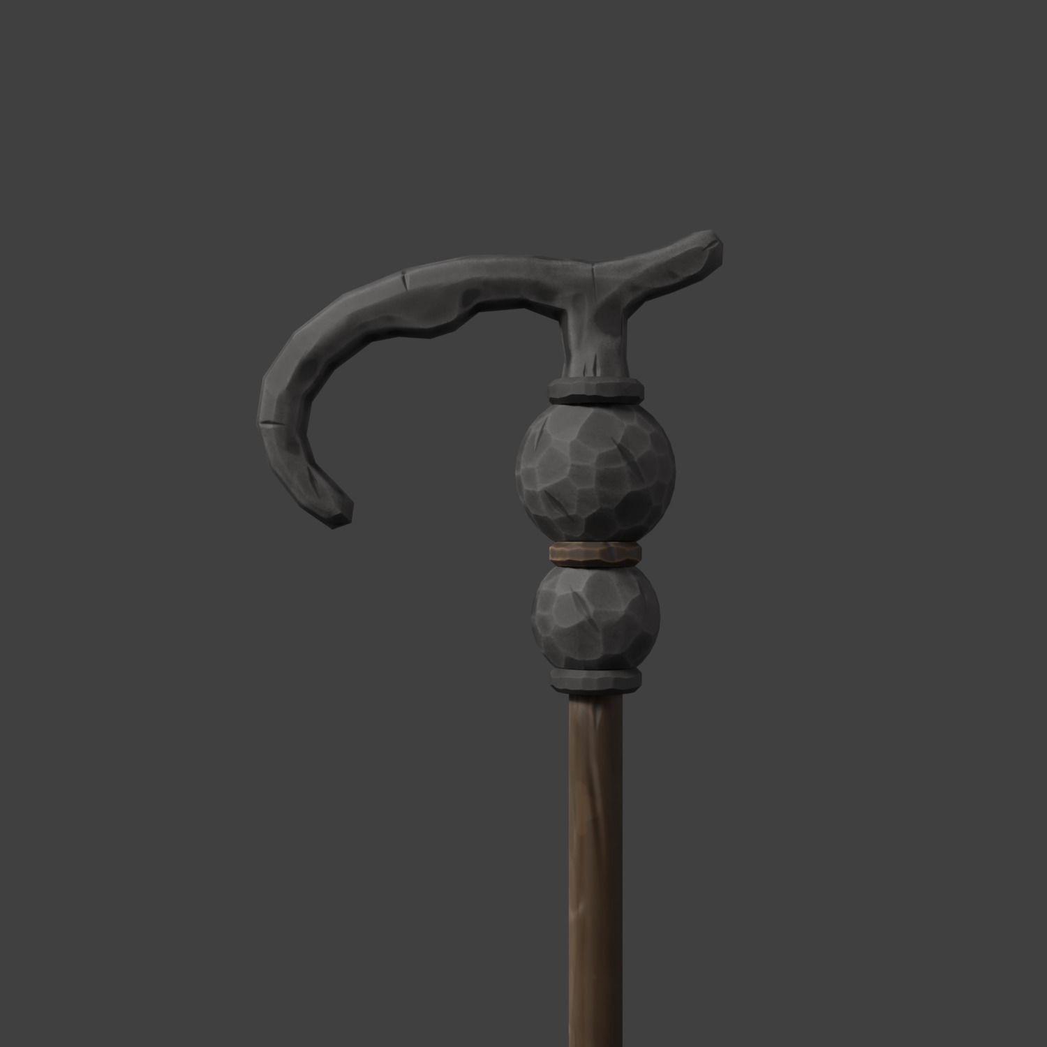 Stylized Walking Cane Low-poly 3D model_7