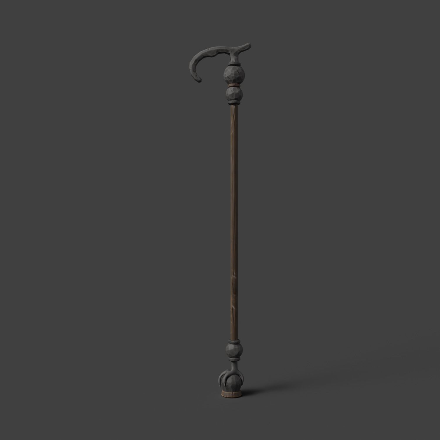 Stylized Walking Cane Low-poly 3D model_2