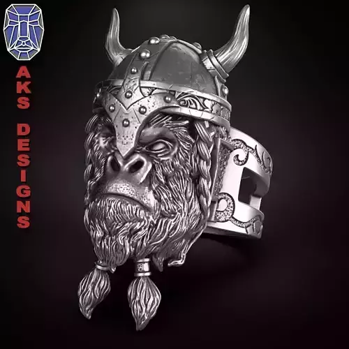 Animal Ring Jewelry Ancient viking warrior guerilla v1