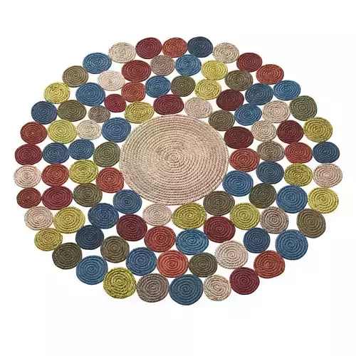 Natural Round shape with circles Braided Jute Rug