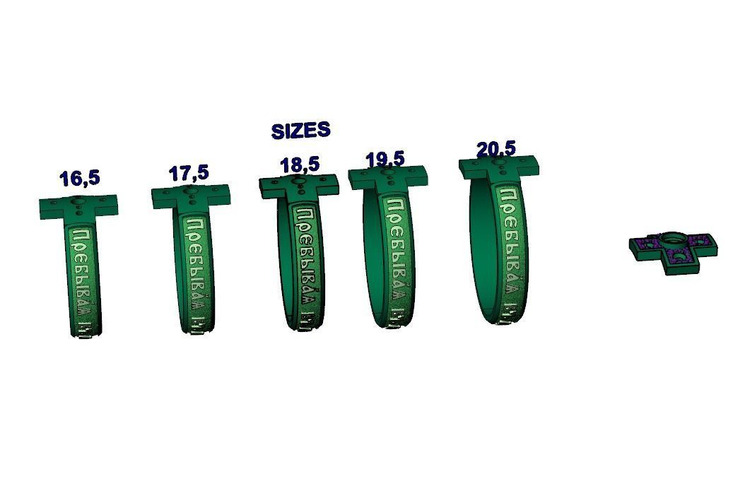 Ring orthodox prayer cross with gems 3D print model_10