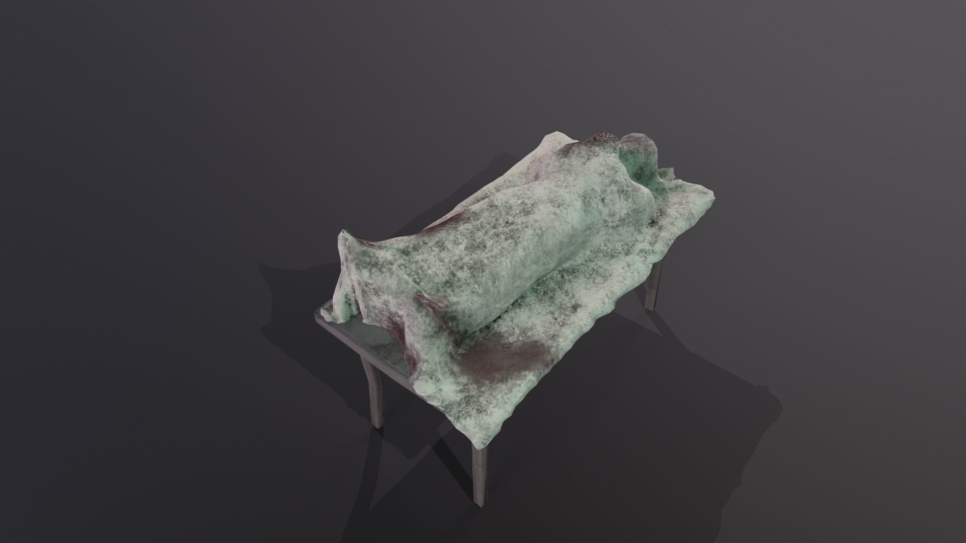 Dead body covered by blanket on an autopsy table PBR Low-poly 3D model_2
